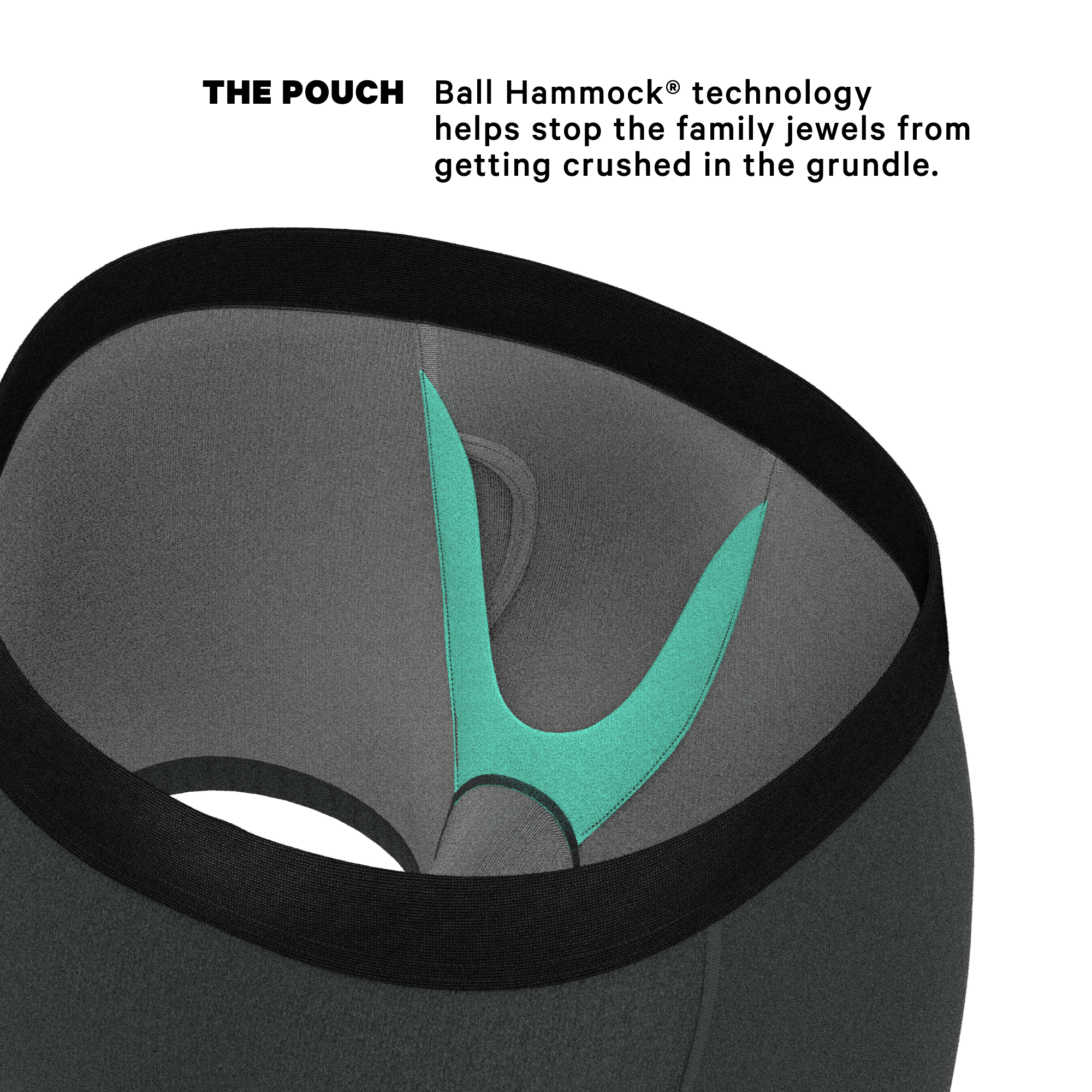 The Basalt | Heather Charcoal Ball Hammock® Pouch Underwear With Fly - Shinesty