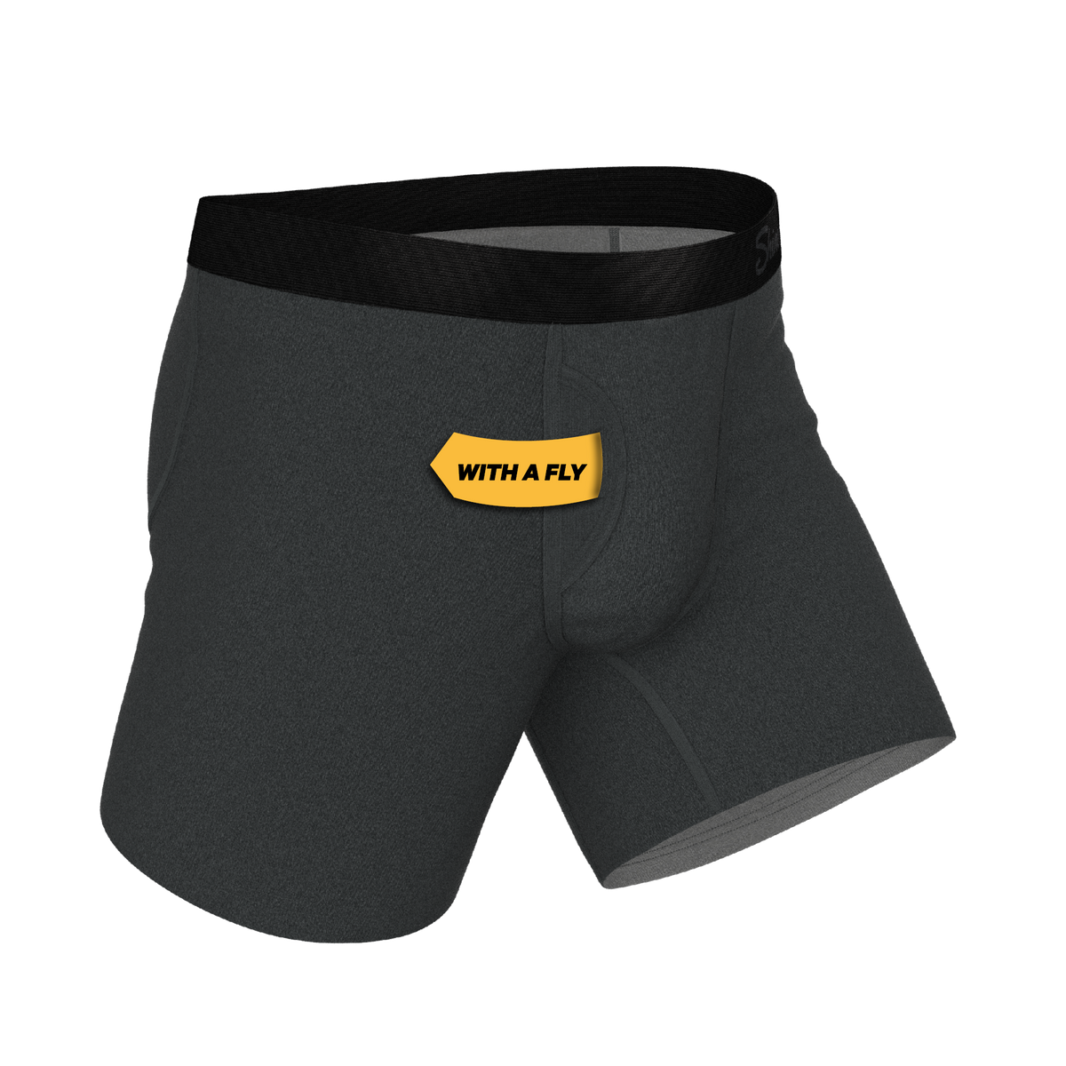 The Basalt | Heather Charcoal Ball Hammock® Pouch Underwear With Fly - Shinesty