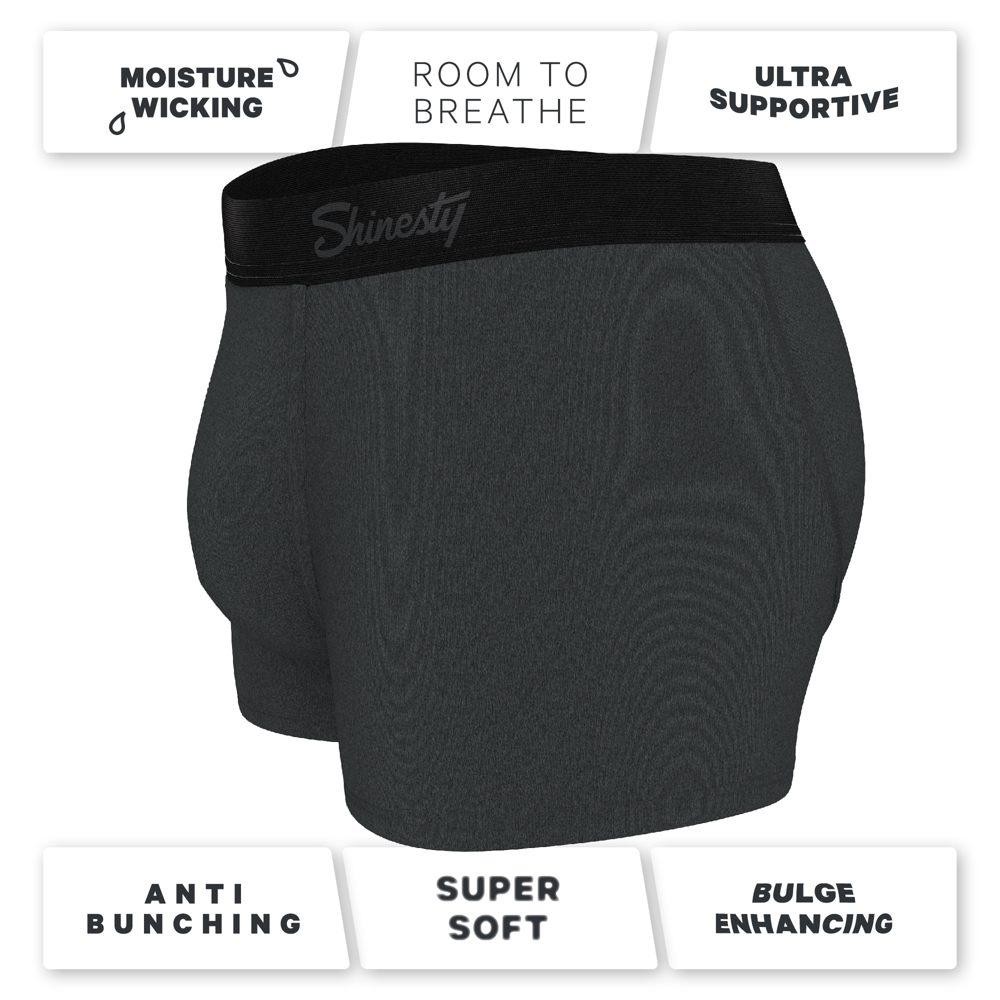 The Basalt | Heather Charcoal Ball Hammock® Pouch Trunks Underwear - Shinesty