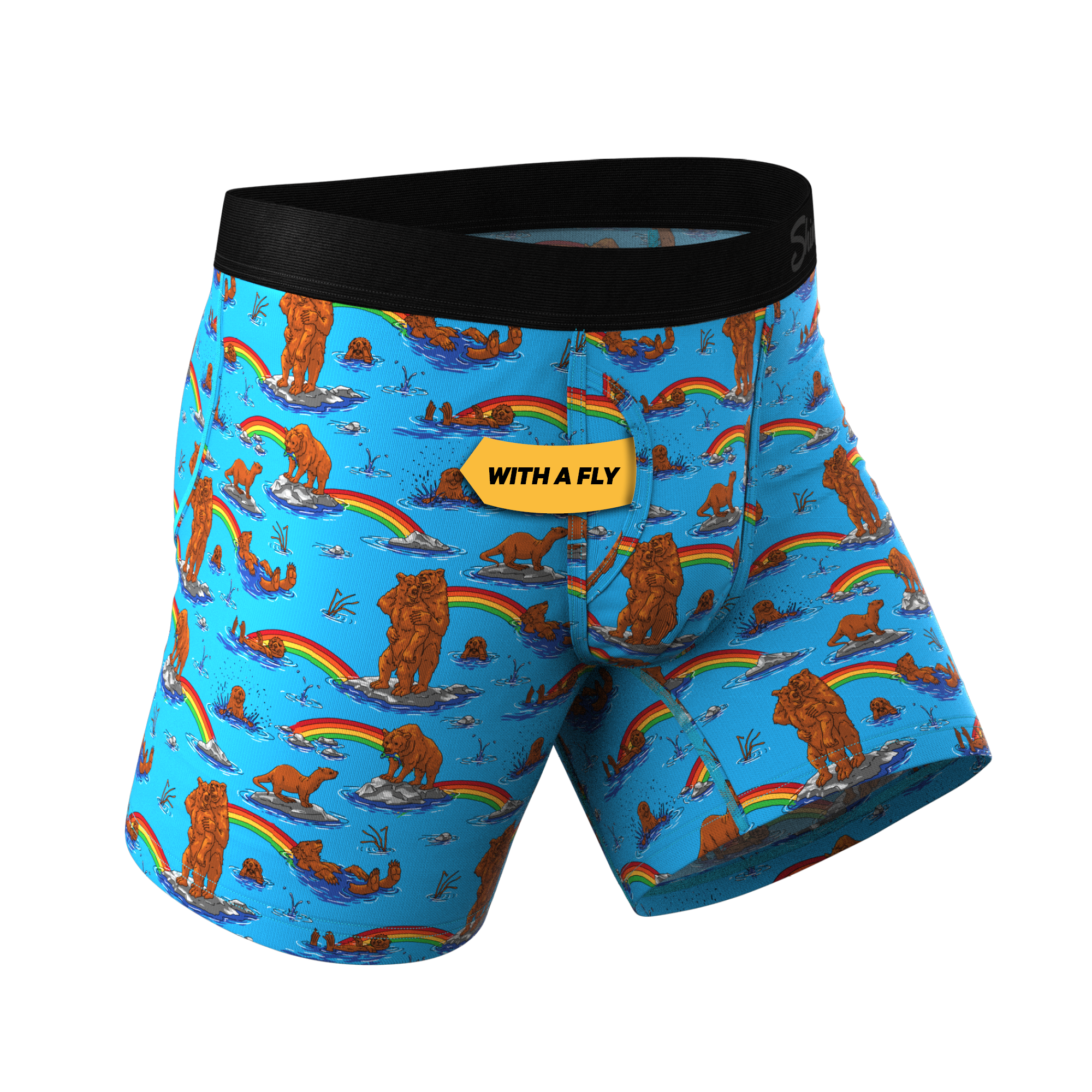 The Bear | Bear and Otter Rainbow Ball Hammock® Pouch Underwear With Fly - Shinesty