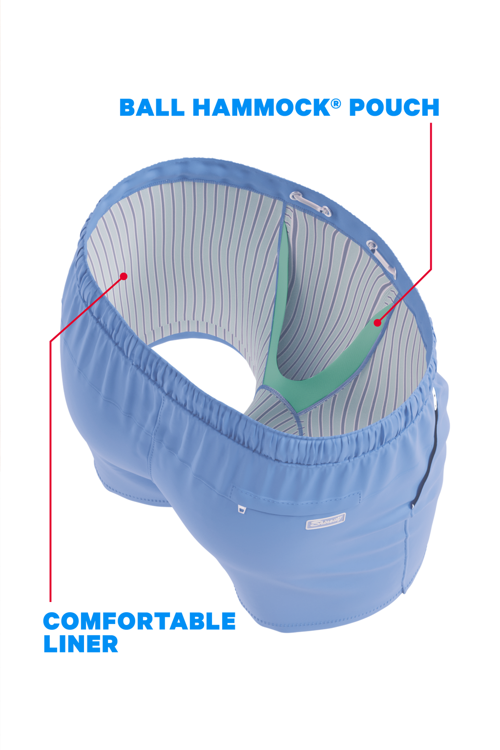 The Belly Flop | Blue and Green Ball Hammock® Pouch 5" Swim Trunks - Shinesty