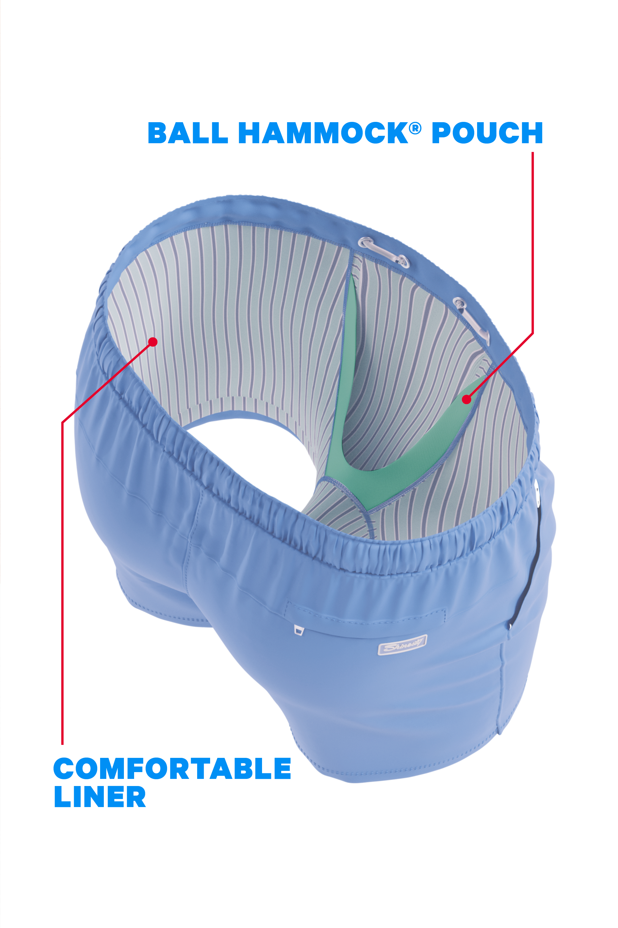 The Belly Flop | Blue and Green Ball Hammock® Pouch 5" Swim Trunks - Shinesty