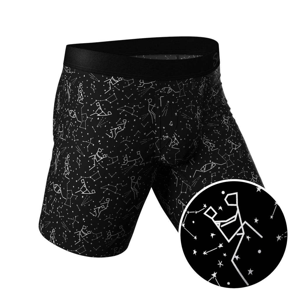The Big Bang | Glow In The Dark Constellation Ball Hammock® Boxer - Long Leg - Shinesty