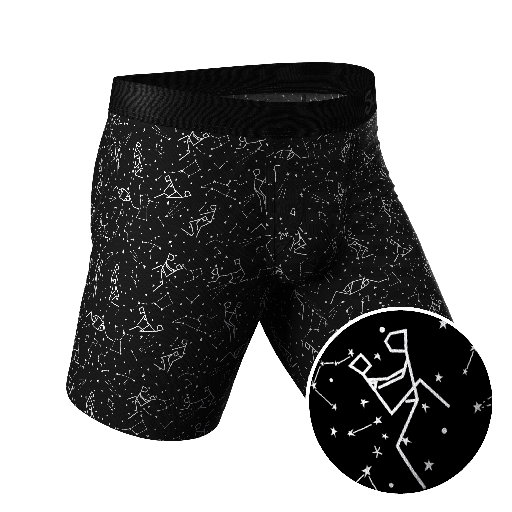 The Big Bang | Glow In The Dark Constellation Ball Hammock® Boxer - Long Leg - Shinesty