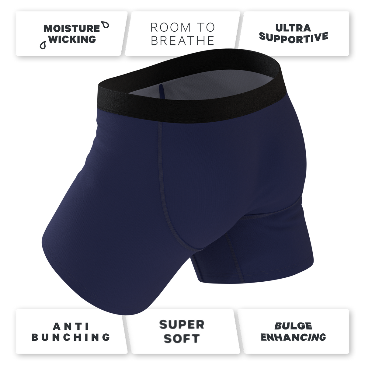 The Big Blue | Navy Ball Hammock® Pouch Underwear With Fly - Shinesty