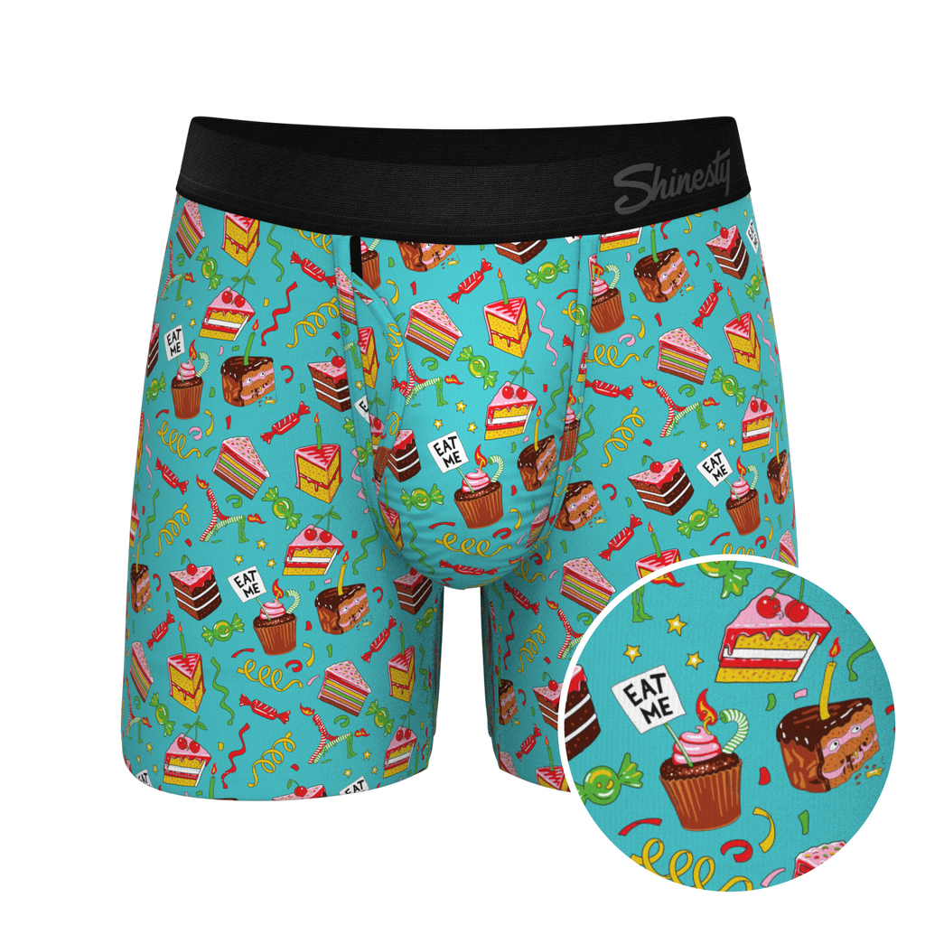 The Birthday Blowout | Birthday Cake Ball Hammock® Pouch Underwear With Fly - Shinesty
