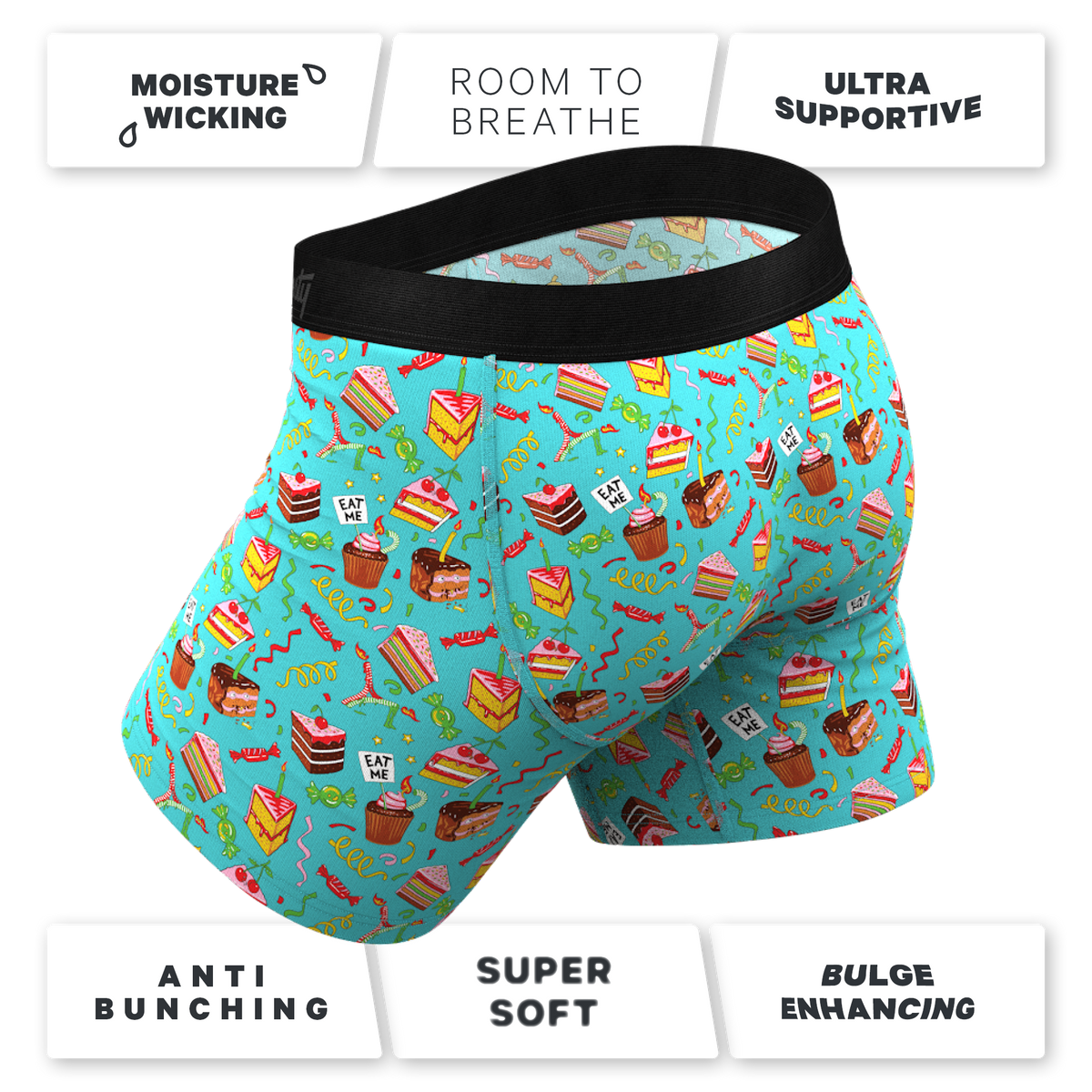 The Birthday Blowout | Birthday Cake Ball Hammock® Pouch Underwear With Fly - Shinesty