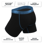 The Black Hole | Black and Blue Ball Hammock® Pouch Underwear With Fly - Shinesty