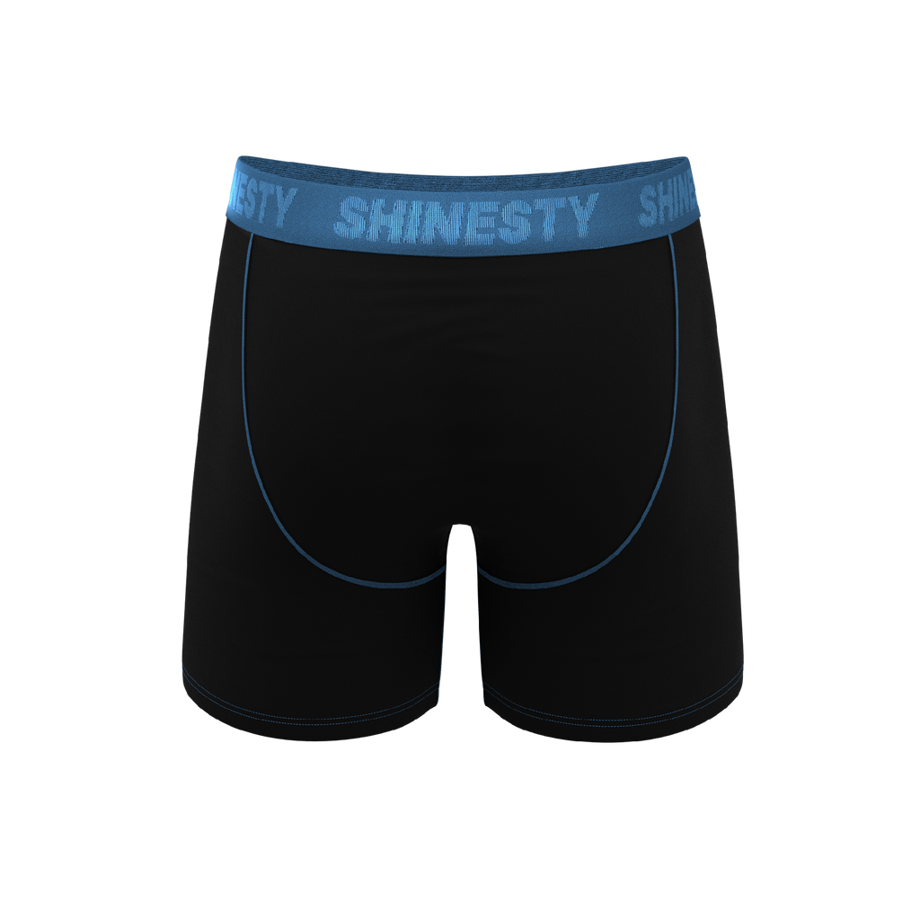 The Black Hole | Black and Blue Ball Hammock® Pouch Underwear With Fly - Shinesty
