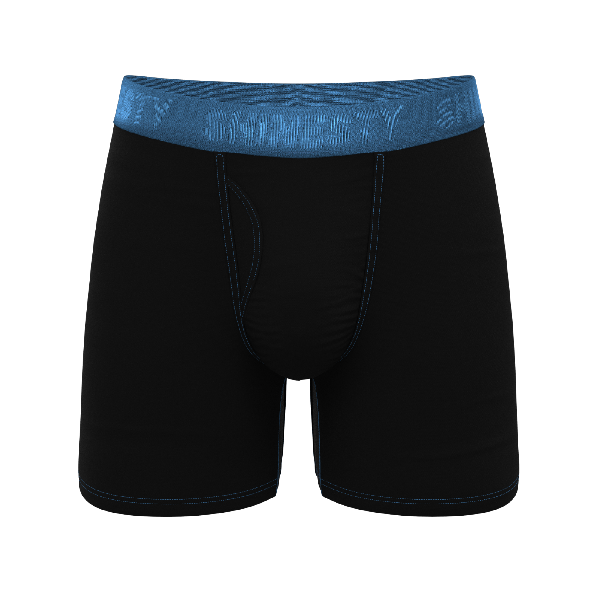 The Black Hole | Black and Blue Ball Hammock® Pouch Underwear With Fly - Shinesty