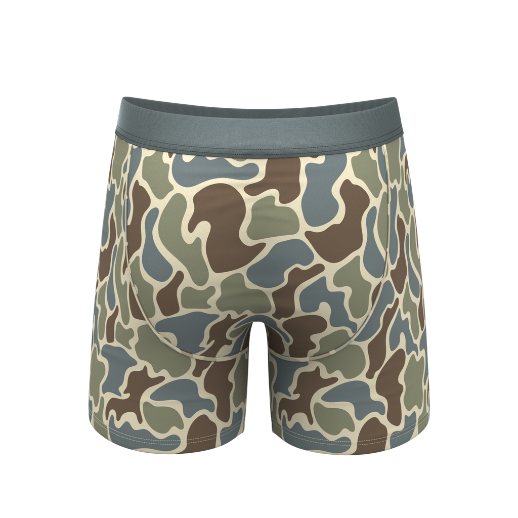 The Blender | Grey Duck Camo Ball Hammock® Pouch Underwear With Fly - Shinesty