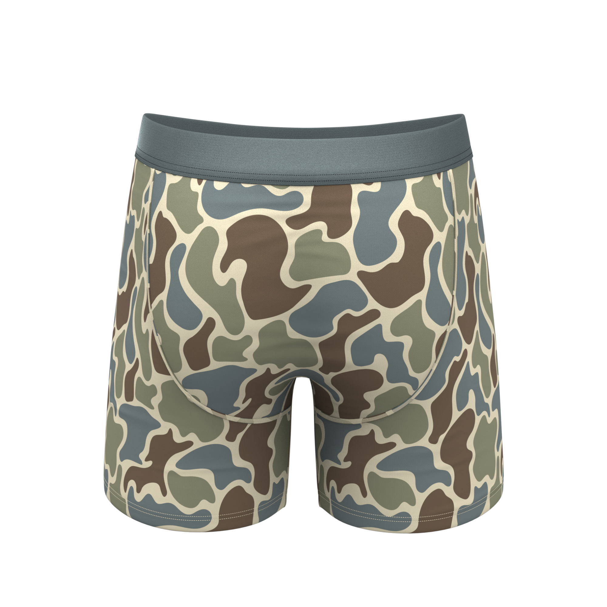 The Blender | Grey Duck Camo Ball Hammock® Pouch Underwear With Fly - Shinesty