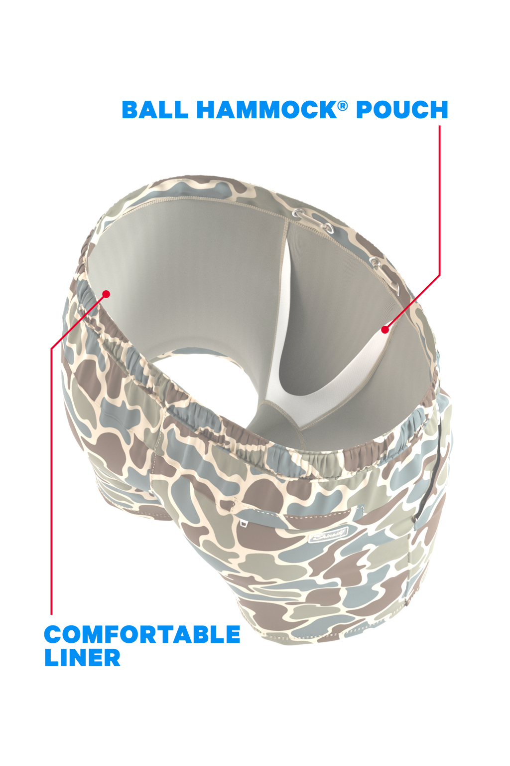 The Blender | Grey Duck Camo Ball Hammock® Pouch 8" Swim Trunks - Shinesty