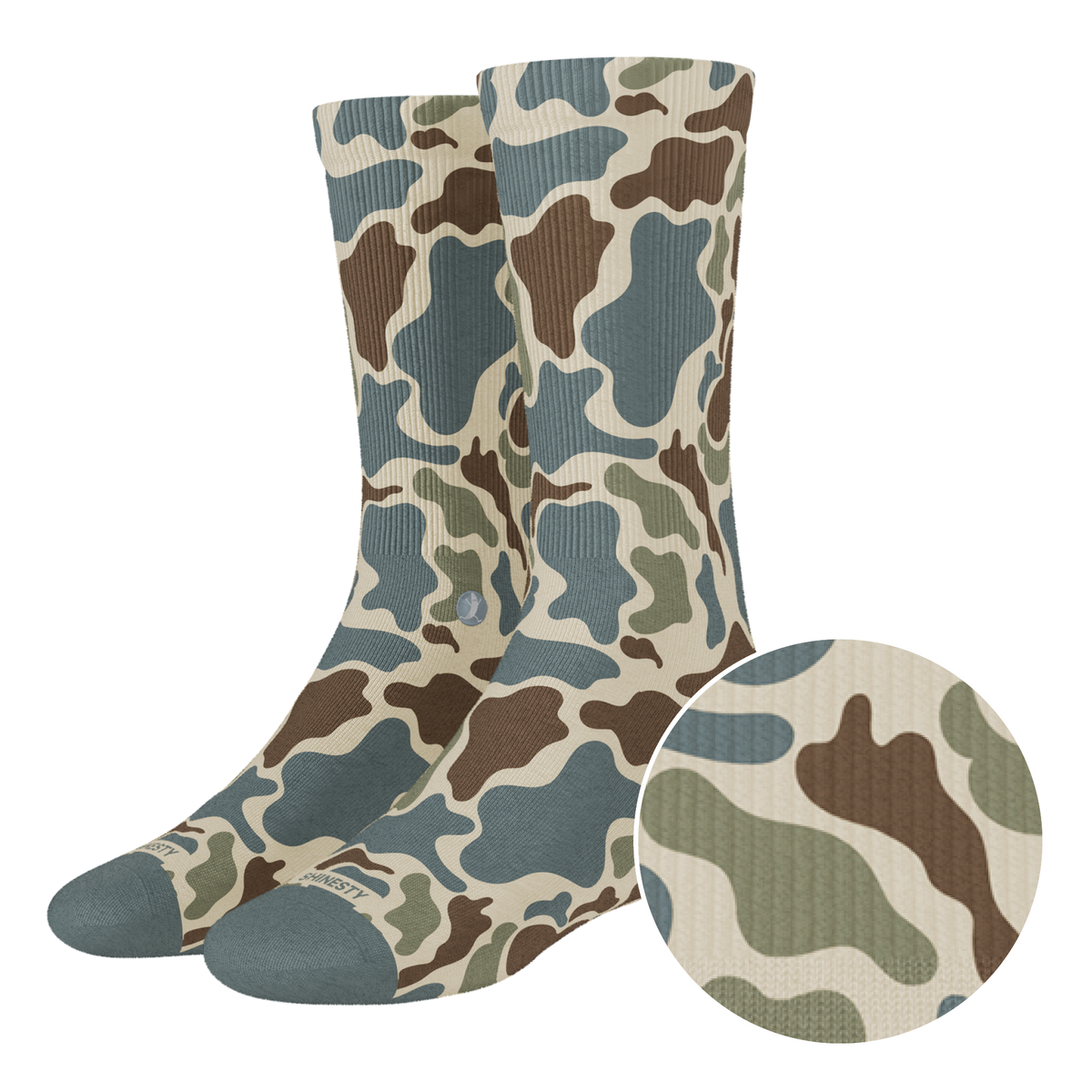 The Blender | Grey Duck Camo Heel Hammock™ Crew Socks - Shinesty