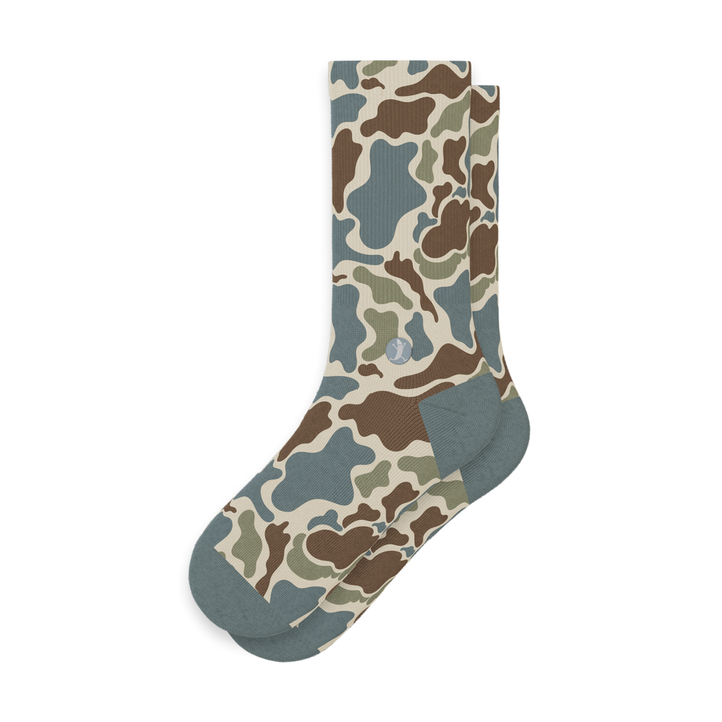 The Blender | Grey Duck Camo Heel Hammock™ Crew Socks - Shinesty