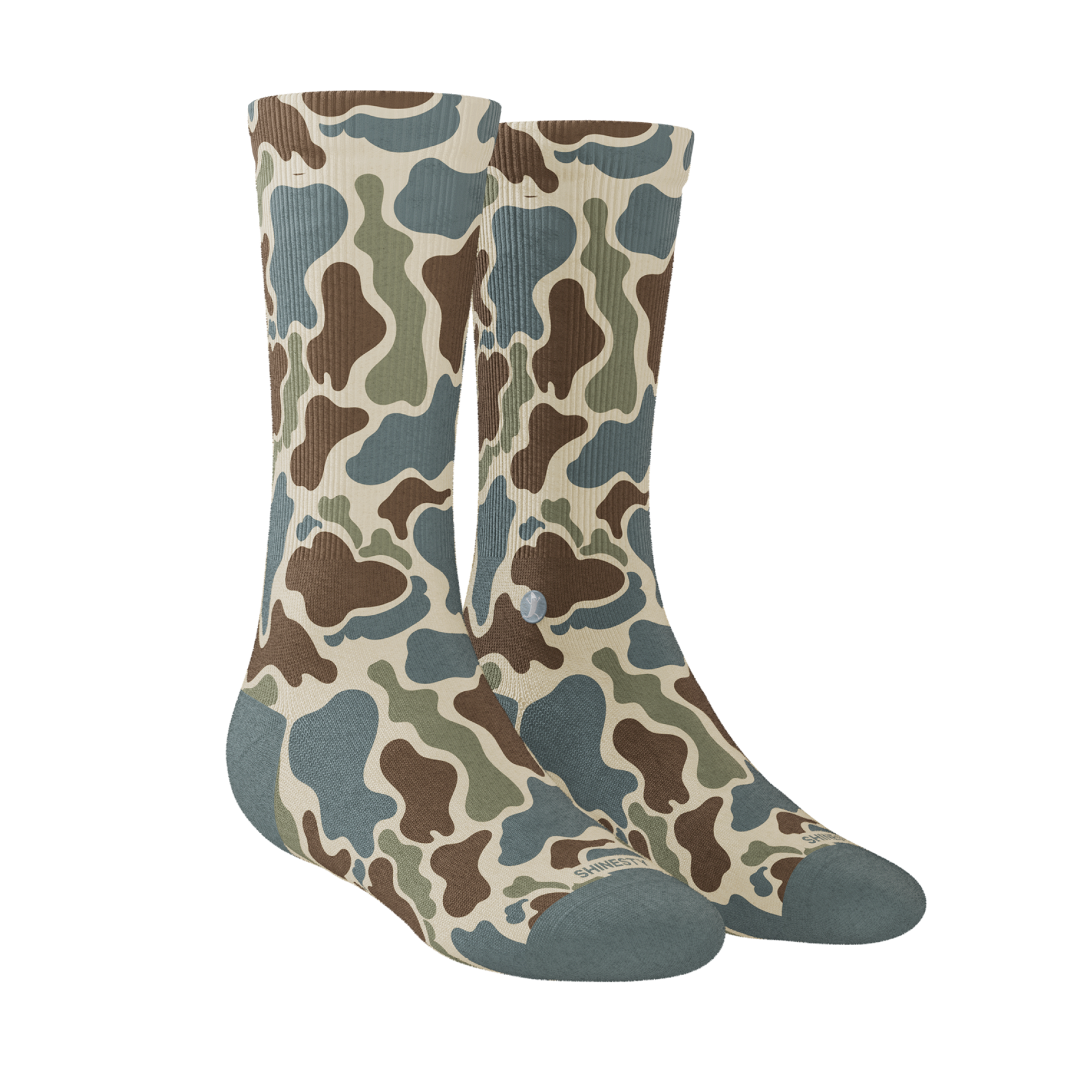 The Blender | Grey Duck Camo Heel Hammock™ Crew Socks - Shinesty