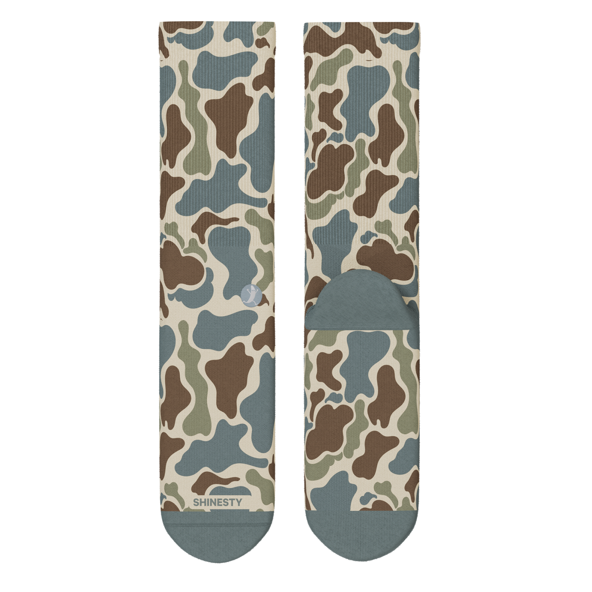 The Blender | Grey Duck Camo Heel Hammock™ Crew Socks - Shinesty