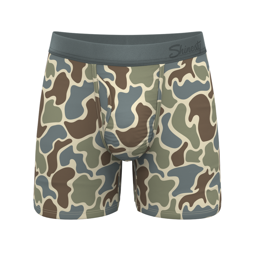 The Blender | Grey Duck Camo Ball Hammock® Pouch Underwear With Fly - Shinesty