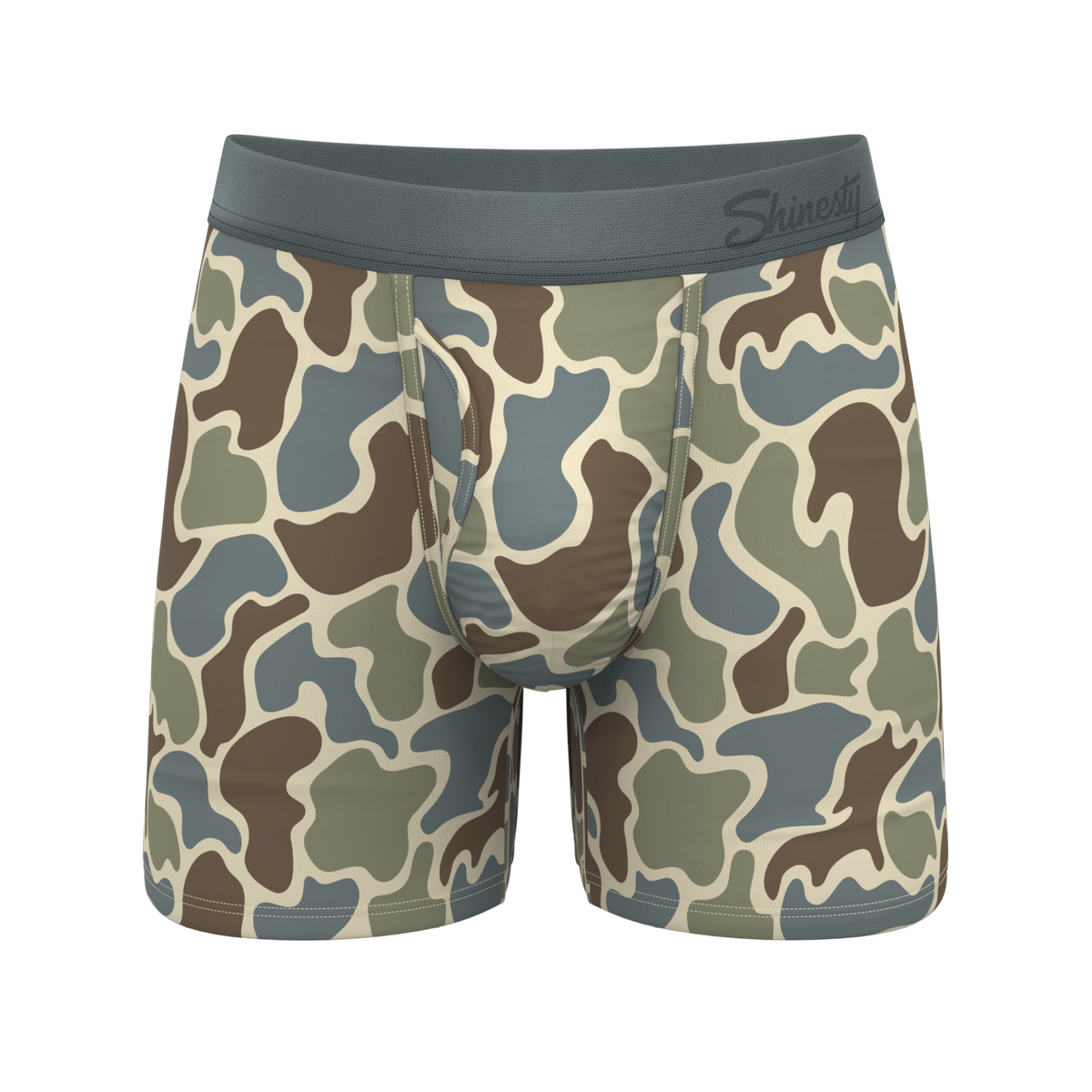The Blender | Grey Duck Camo Ball Hammock® Pouch Underwear With Fly - Shinesty