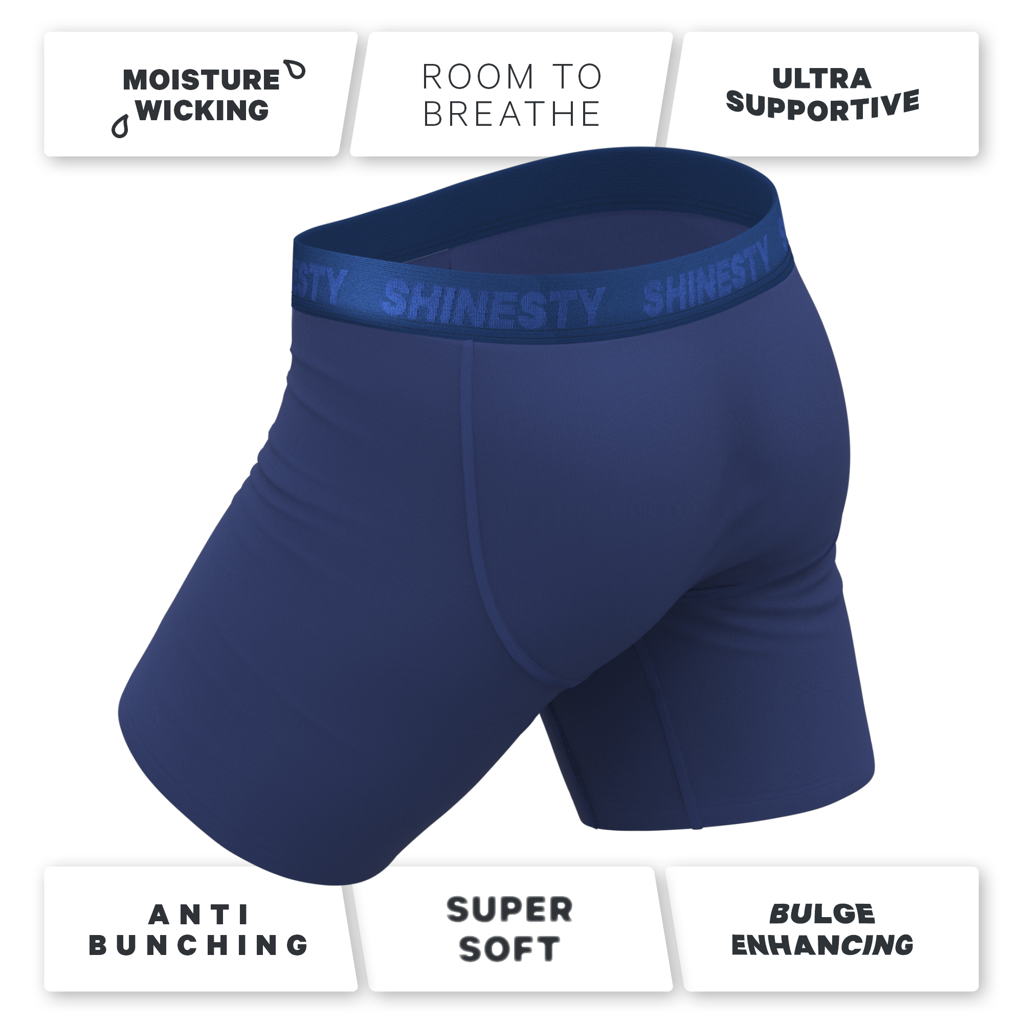 The Bloom Moon | Tonal Navy Ball Hammock® Boxer - Long Leg - Shinesty