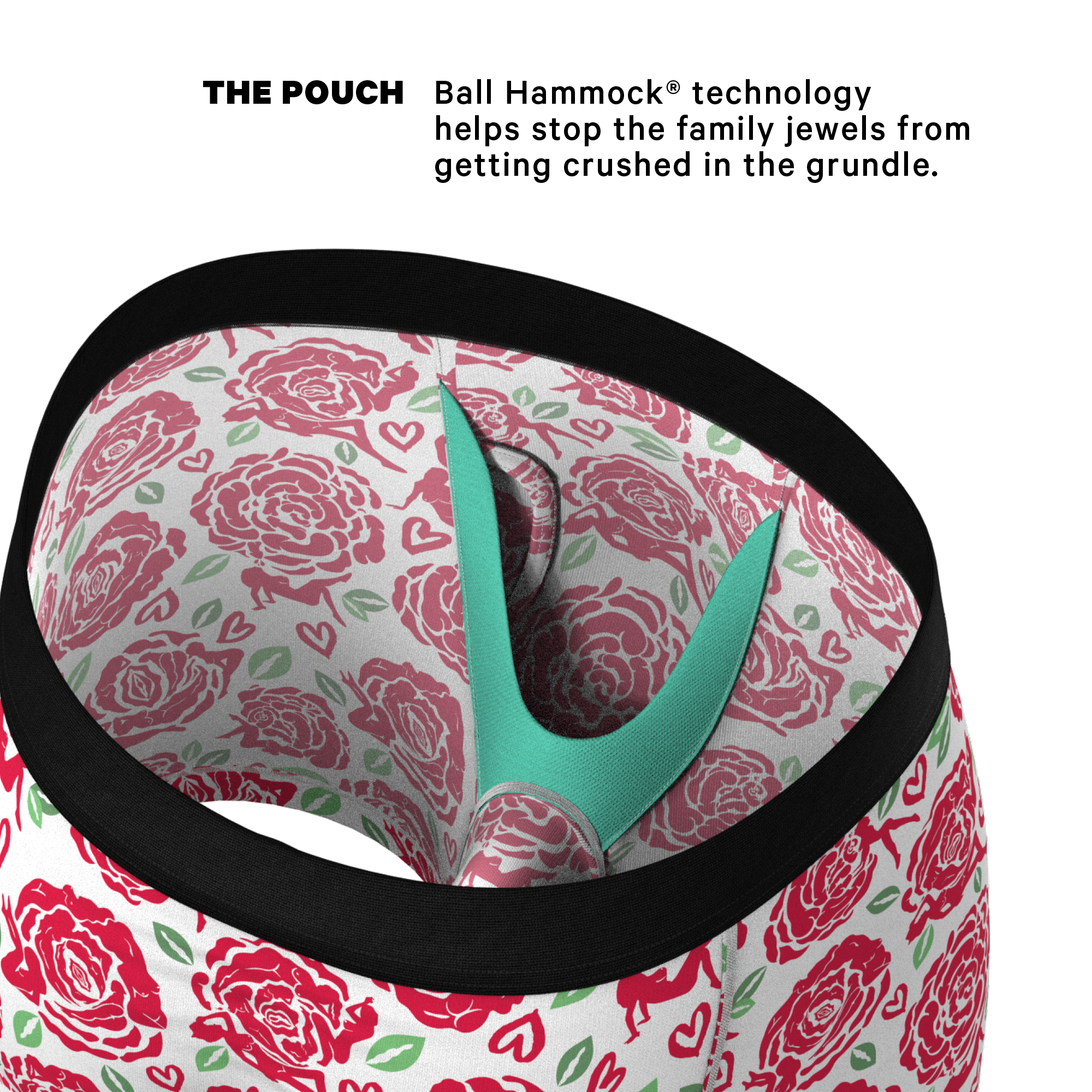 The Bloom With A View | Naughty Roses Ball Hammock® Pouch Underwear With Fly - Shinesty