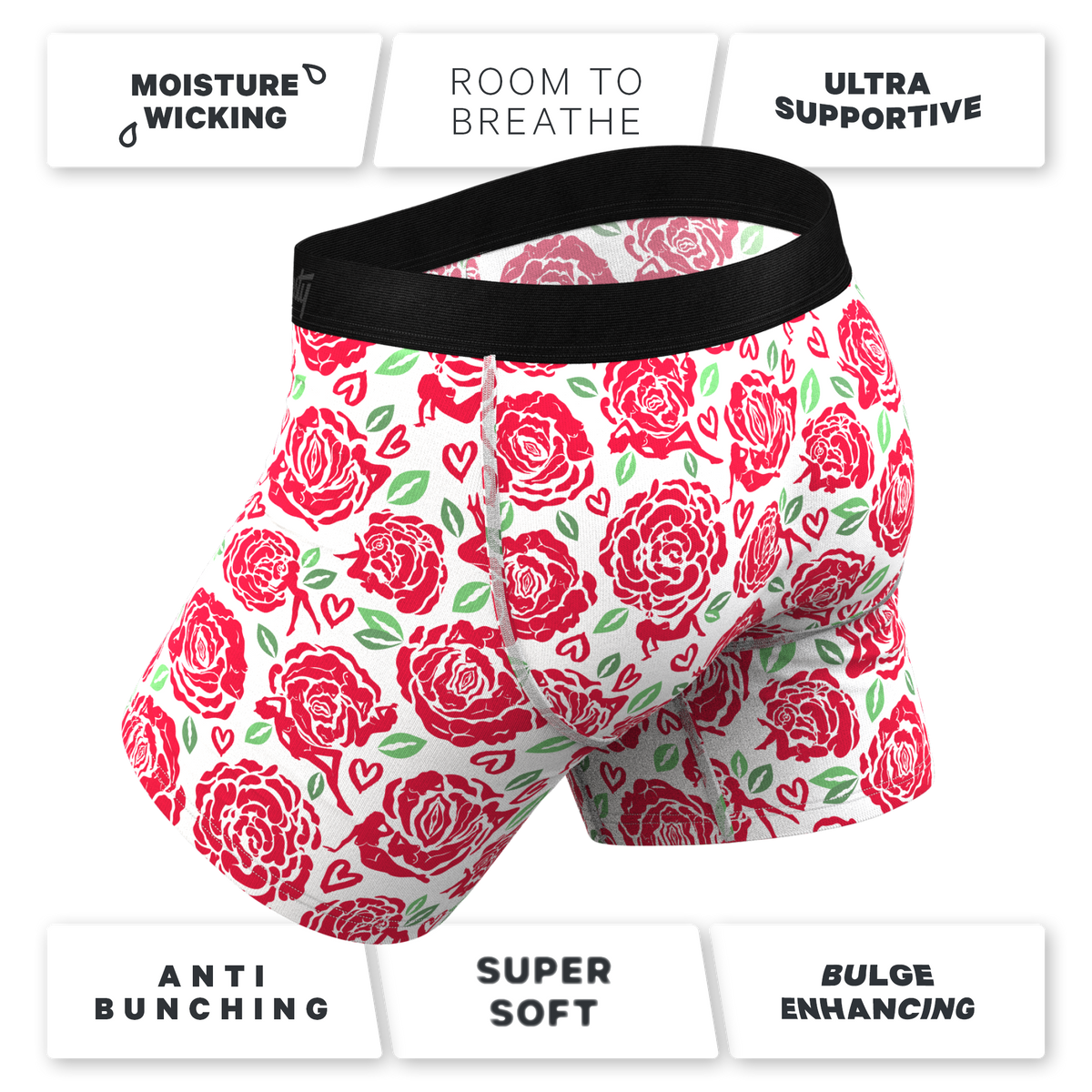 The Bloom With A View | Naughty Roses Ball Hammock® Pouch Underwear With Fly - Shinesty