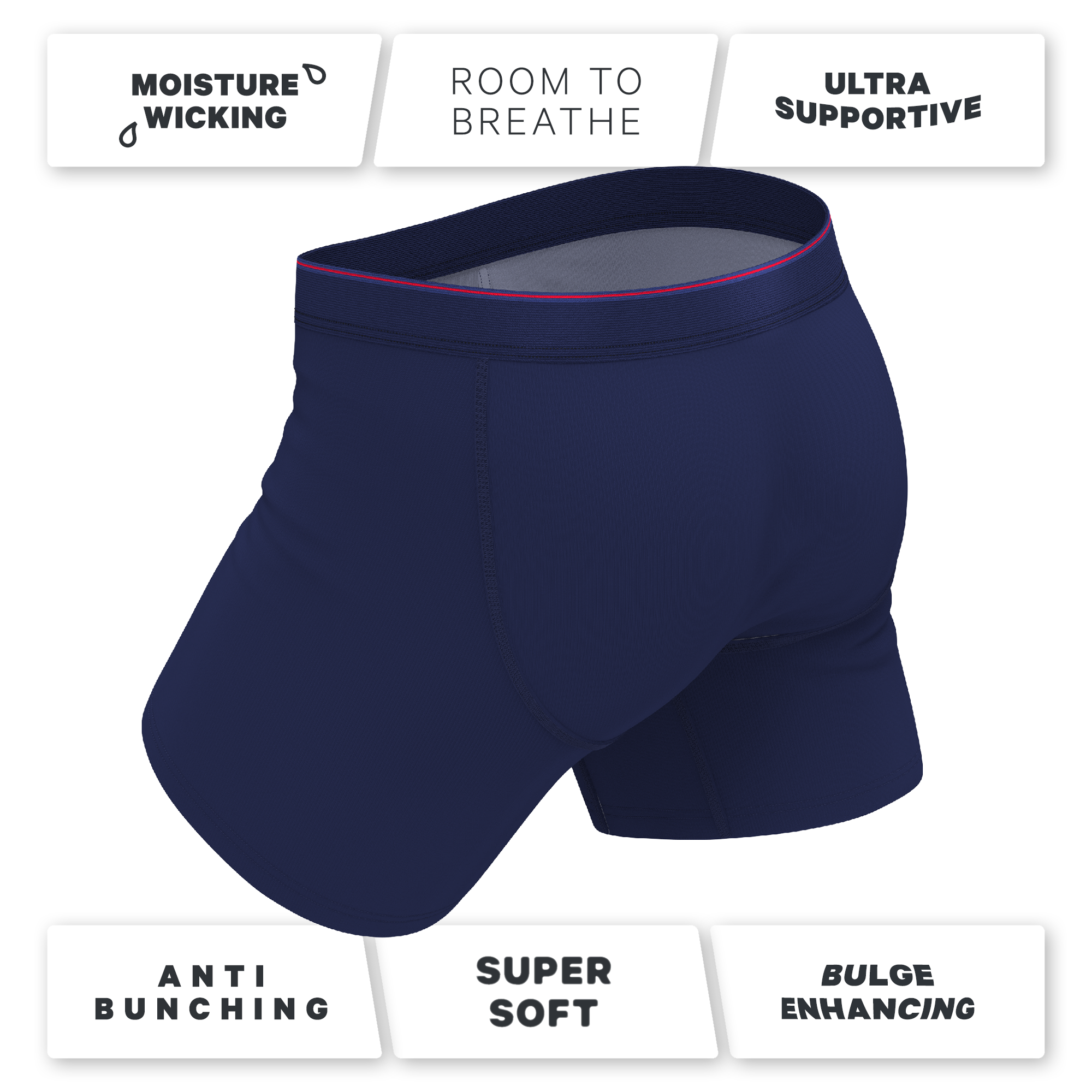 The Blueberry Pie | Red Tip Navy Ball Hammock® Pouch Underwear - Shinesty