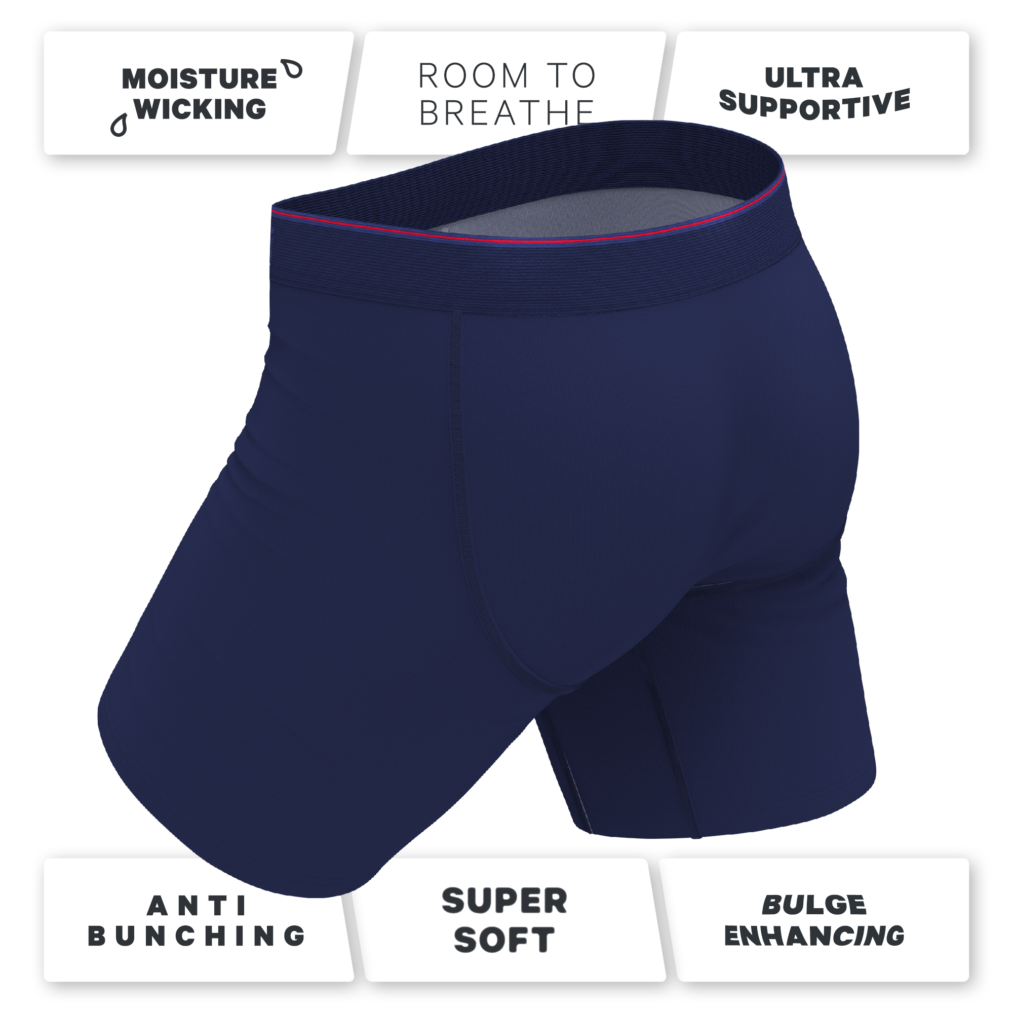 The Blueberry Pie | Red Tip Navy Ball Hammock® Boxer - Long Leg - Shinesty