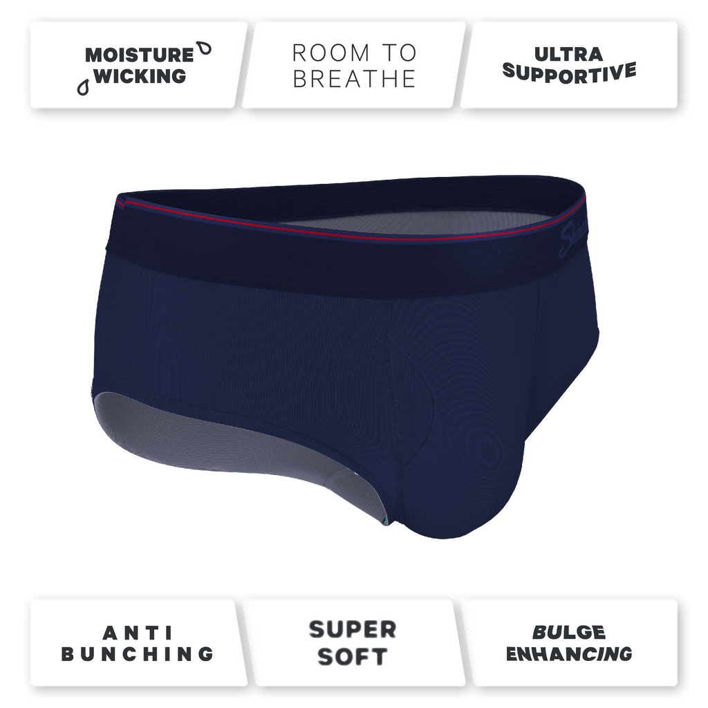 The Blueberry Pie | Red Tip Navy Ball Hammock® Pouch Underwear Briefs - Shinesty