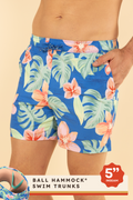 The Boardwalk | Blue and Orange Tropical Ball Hammock® Pouch 5" Swim Trunks - Shinesty