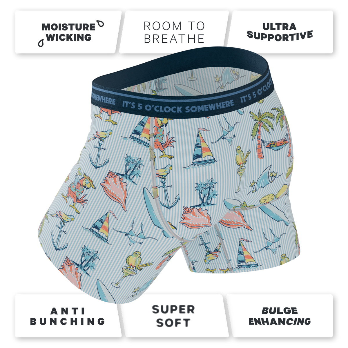 The Boat Drinks | Shinesty x Margaritaville® Ball Hammock® Pouch Underwear With Fly - Shinesty