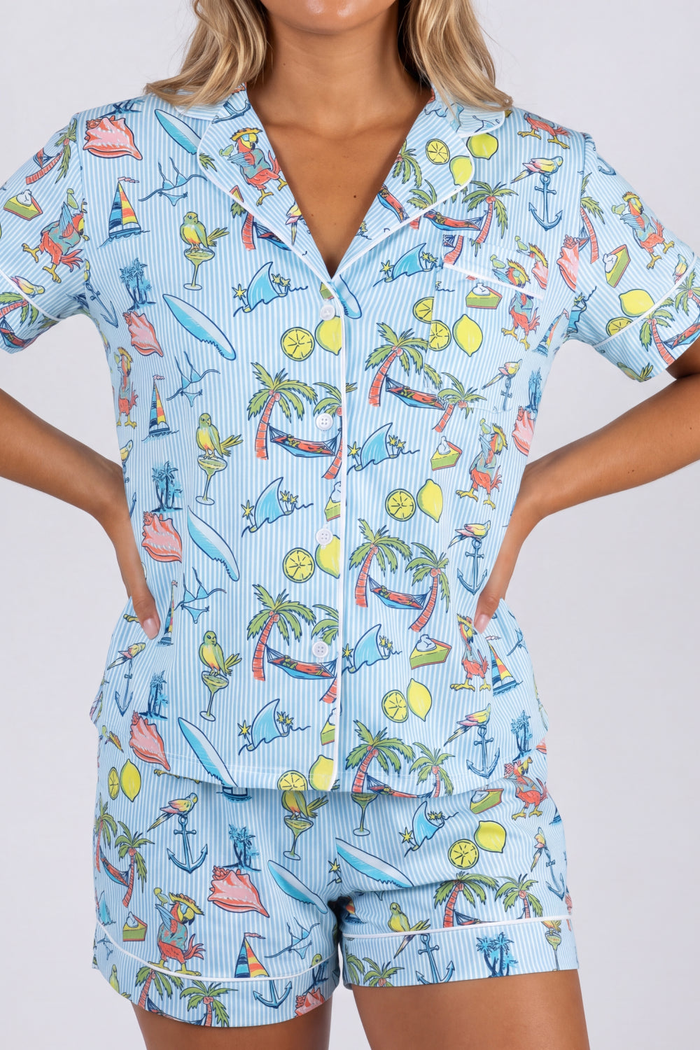 The Boat Drinks | Shinesty x Margaritaville® Button Down Short Pajama Set - Shinesty