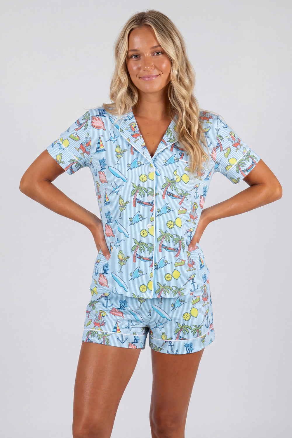 The Boat Drinks | Shinesty x Margaritaville® Button Down Short Pajama Set - Shinesty