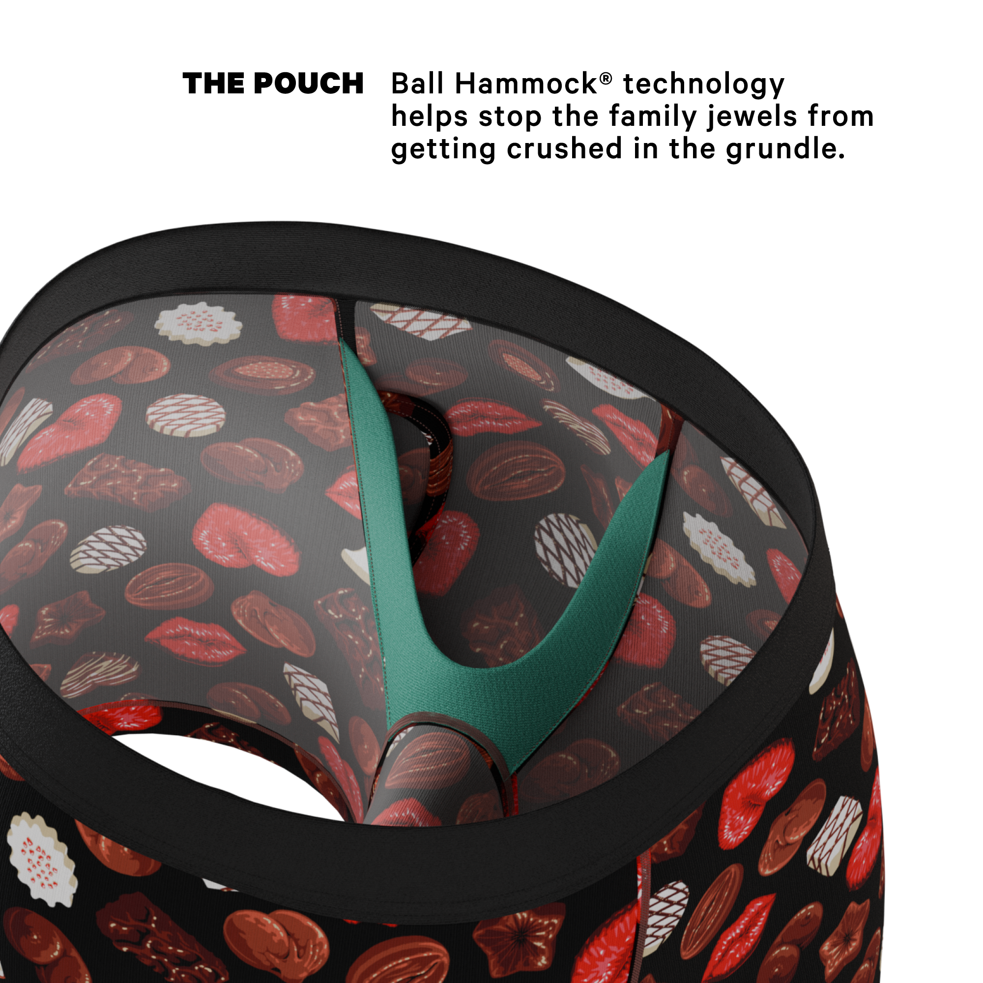 The Bonbons | Naughty Chocolate Ball Hammock® Pouch Underwear With Fly - Shinesty