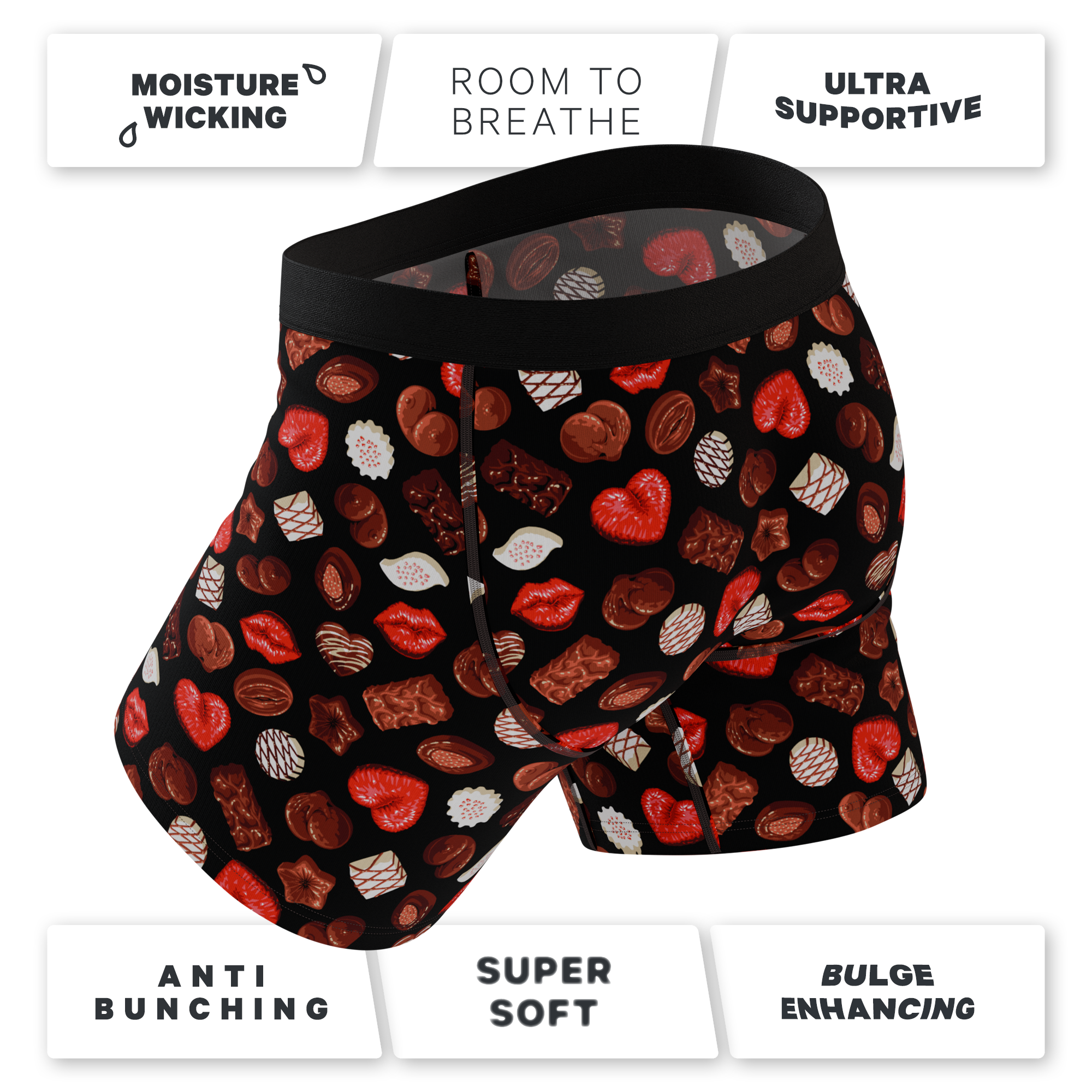 The Bonbons | Naughty Chocolate Ball Hammock® Pouch Underwear With Fly - Shinesty
