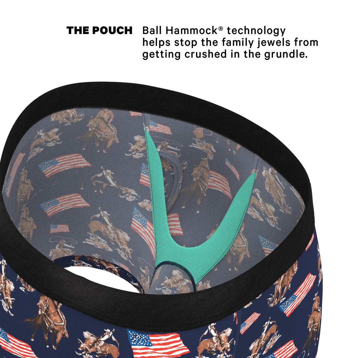 The Bootstraps & Chaps | Americana Cowboy Ball Hammock® Pouch Underwear With Fly - Shinesty
