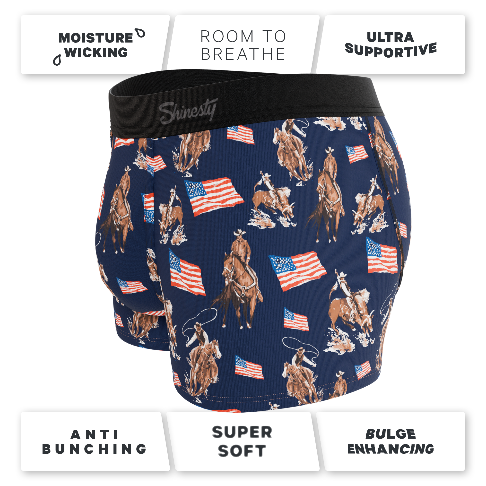 The Bootstraps & Chaps | Americana Cowboy Ball Hammock® Pouch Trunks Underwear - Shinesty