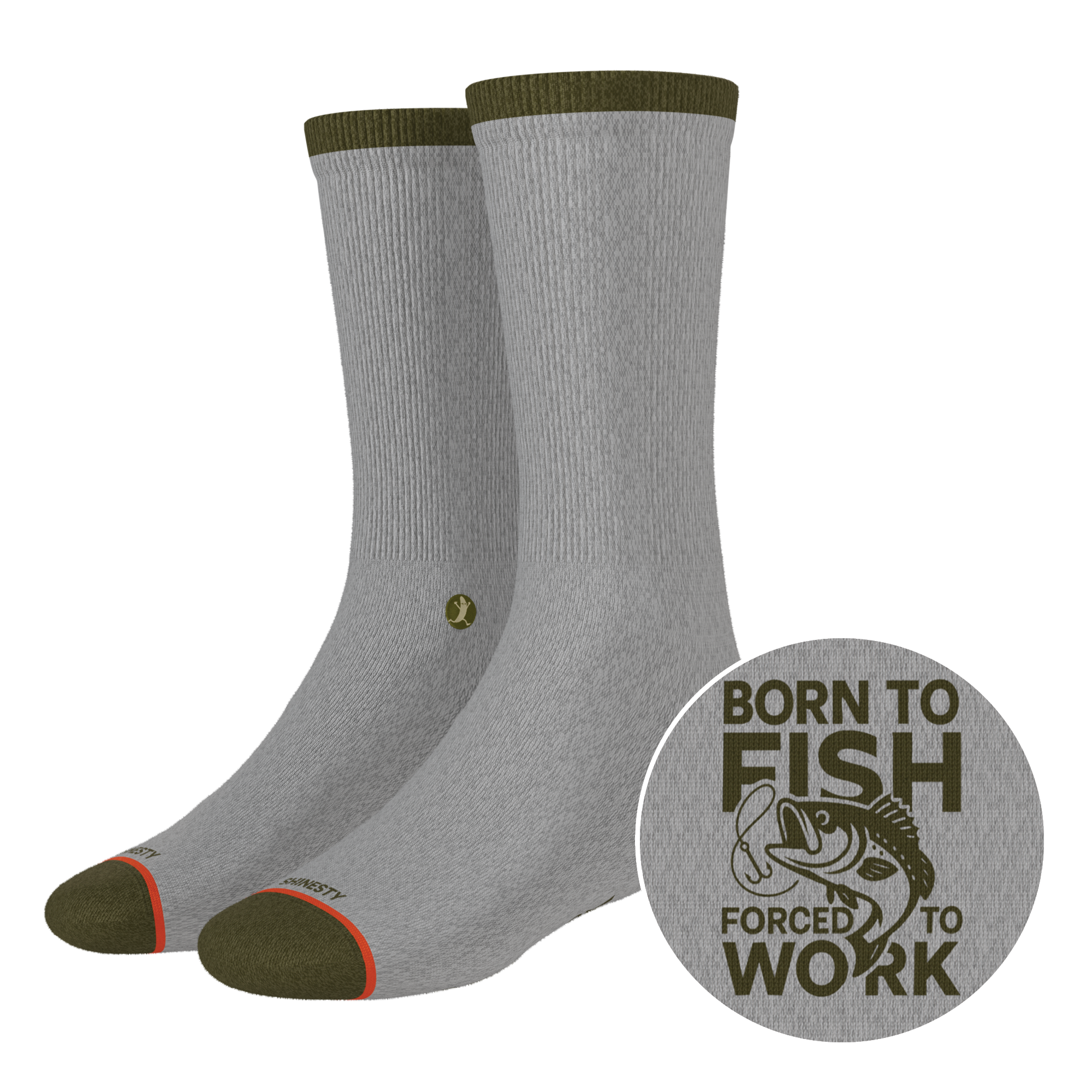 The Born To Fish | Fishing Motto Heel Hammock™ Crew Socks - Shinesty