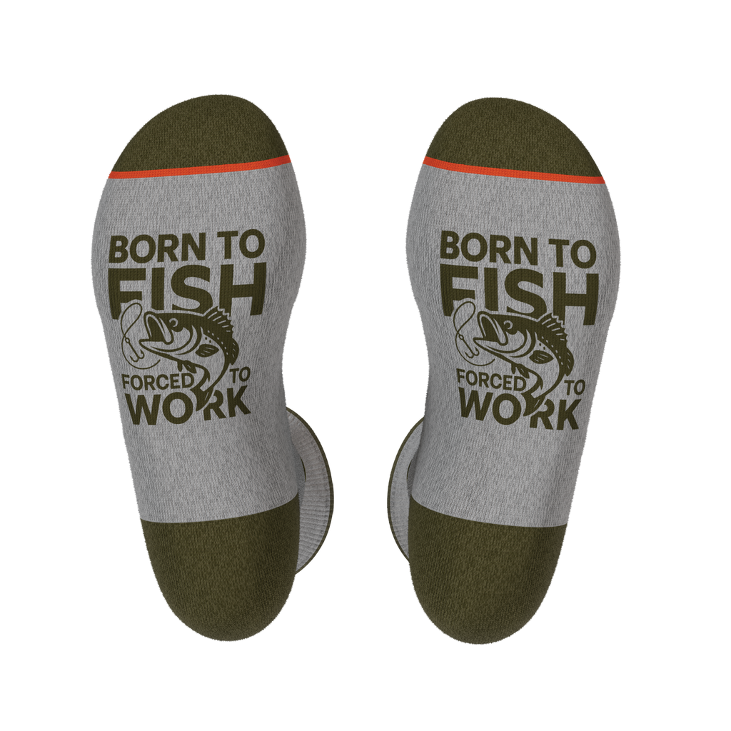The Born To Fish | Fishing Motto Heel Hammock™ Crew Socks - Shinesty