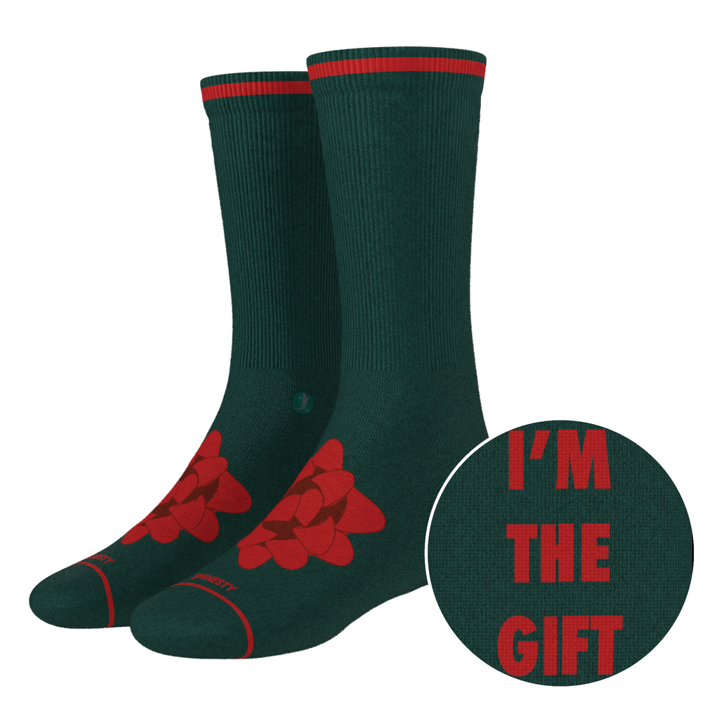 The Bow On Top | Ribbon Present Heel Hammock™ Crew Socks - Shinesty