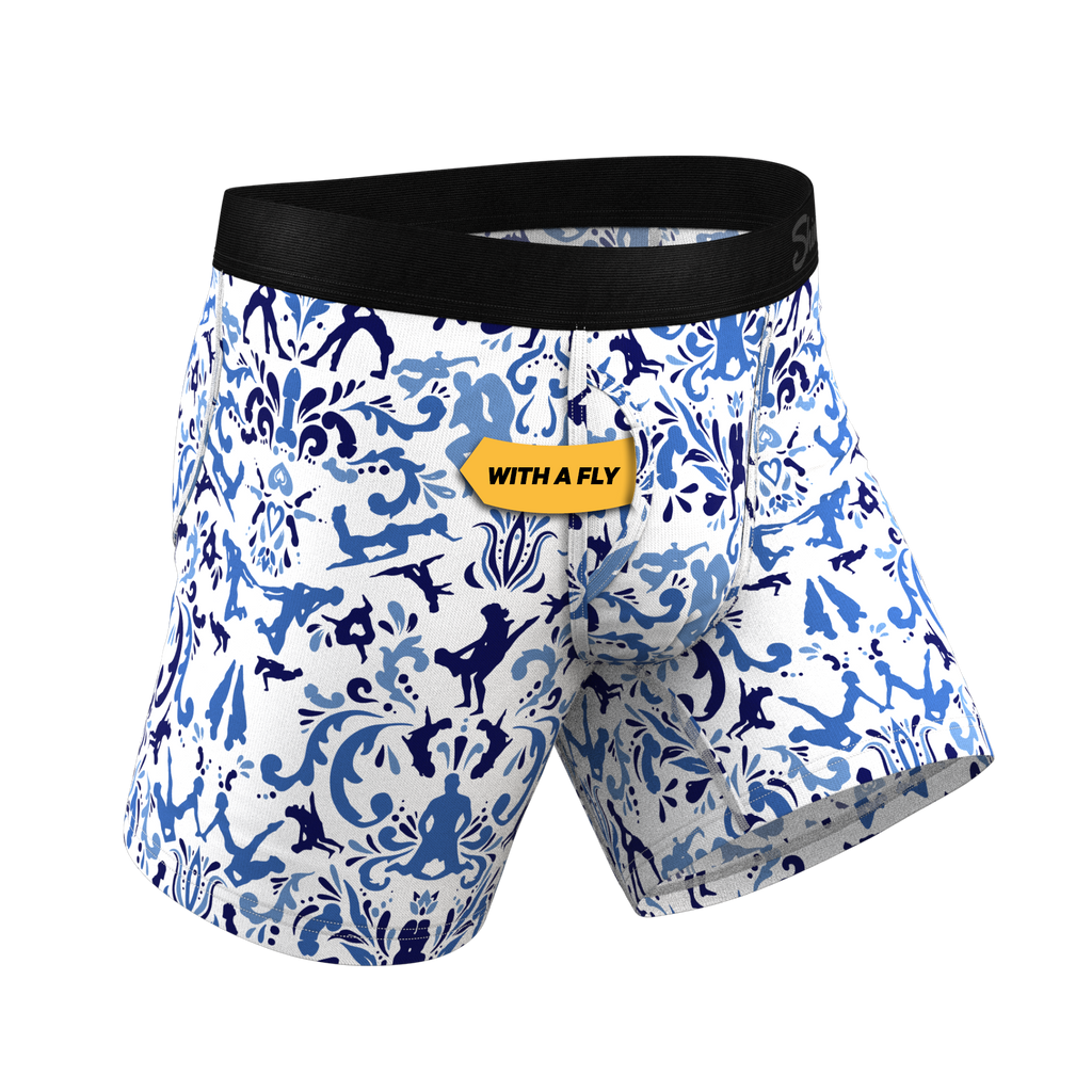 The Risqué Rorschach  | Blue Willow Ball Hammock® Pouch Underwear With Fly - Shinesty