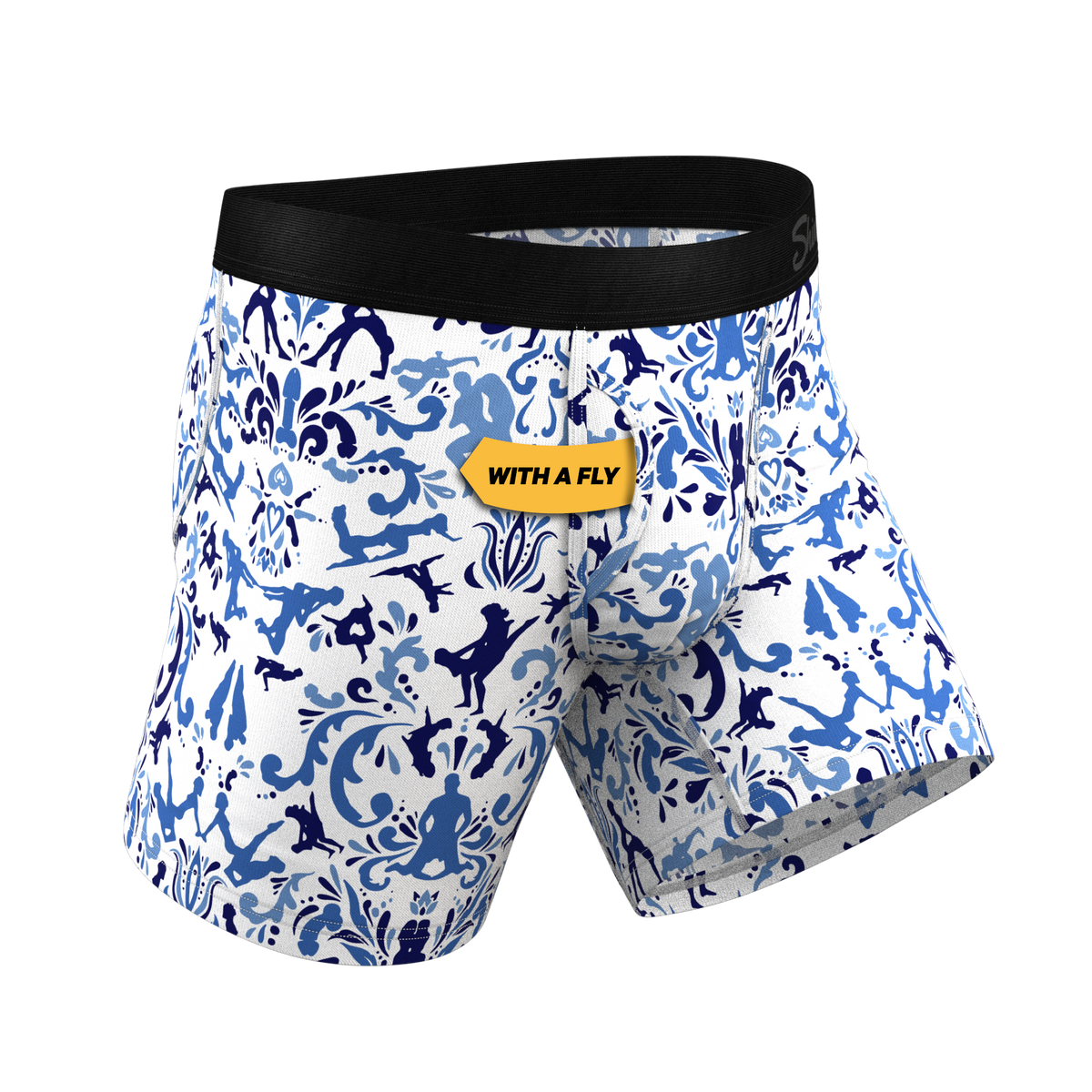The Risqué Rorschach  | Blue Willow Ball Hammock® Pouch Underwear With Fly - Shinesty