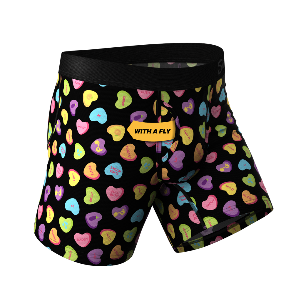 The Smooth Talker | Candy Hearts Ball Hammock® Pouch Underwear With Fly - Shinesty