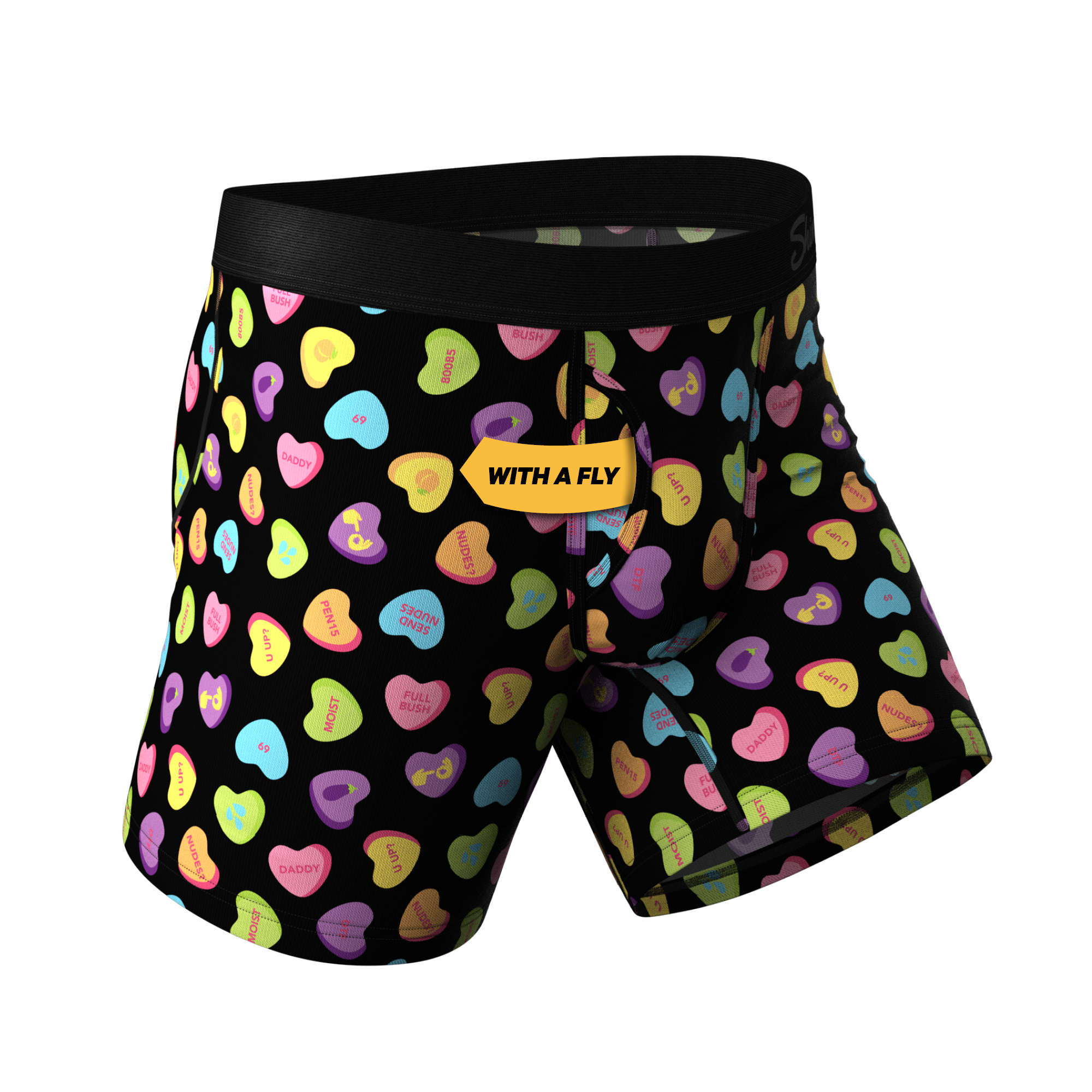 The Smooth Talker | Candy Hearts Ball Hammock® Pouch Underwear With Fly - Shinesty