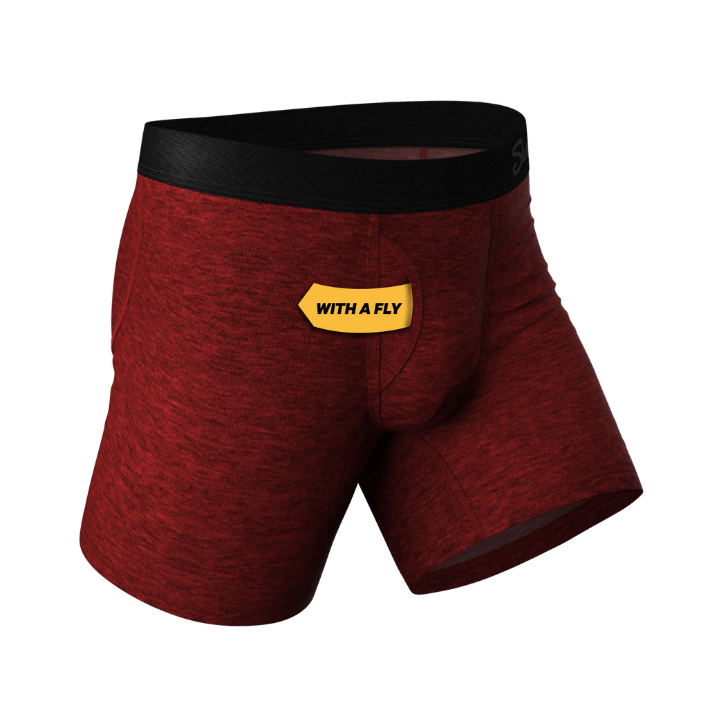 The Romeo | Red Heather Ball Hammock® Pouch Underwear With Fly - Shinesty
