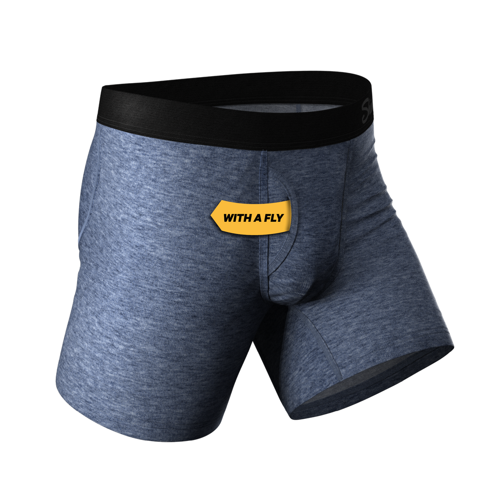 The Blueberry | Blue Heather Ball Hammock® Pouch Underwear With Fly - Shinesty