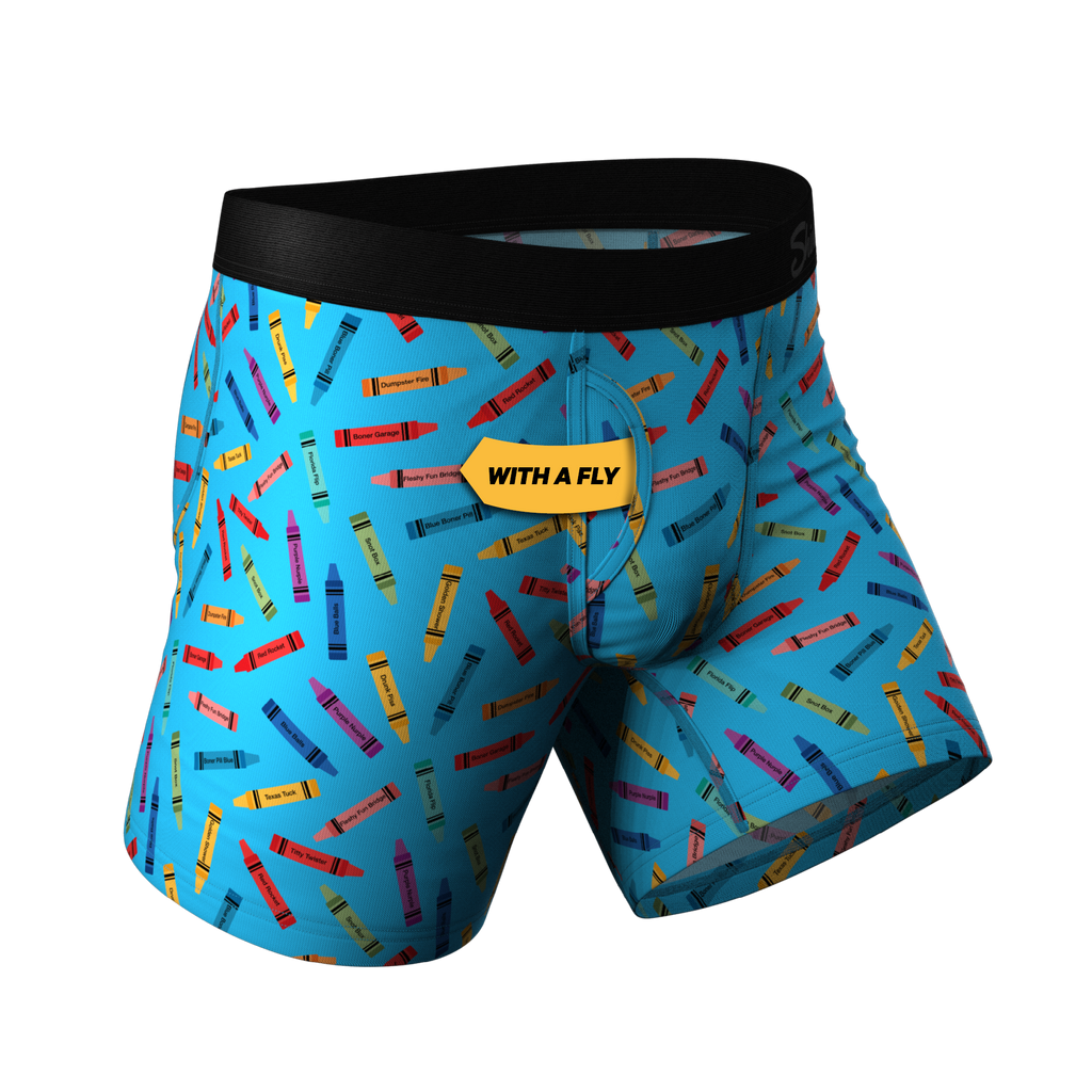 The 69 Pack | Crayon Print Ball Hammock® Pouch Underwear With Fly - Shinesty