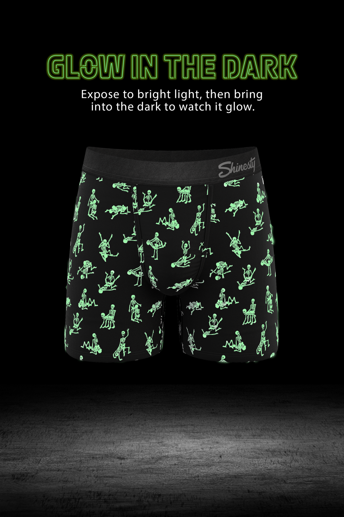 The Bare Back Bones | Glow in the Dark Skeletons Ball Hammock® Boxer - Long Leg - Shinesty