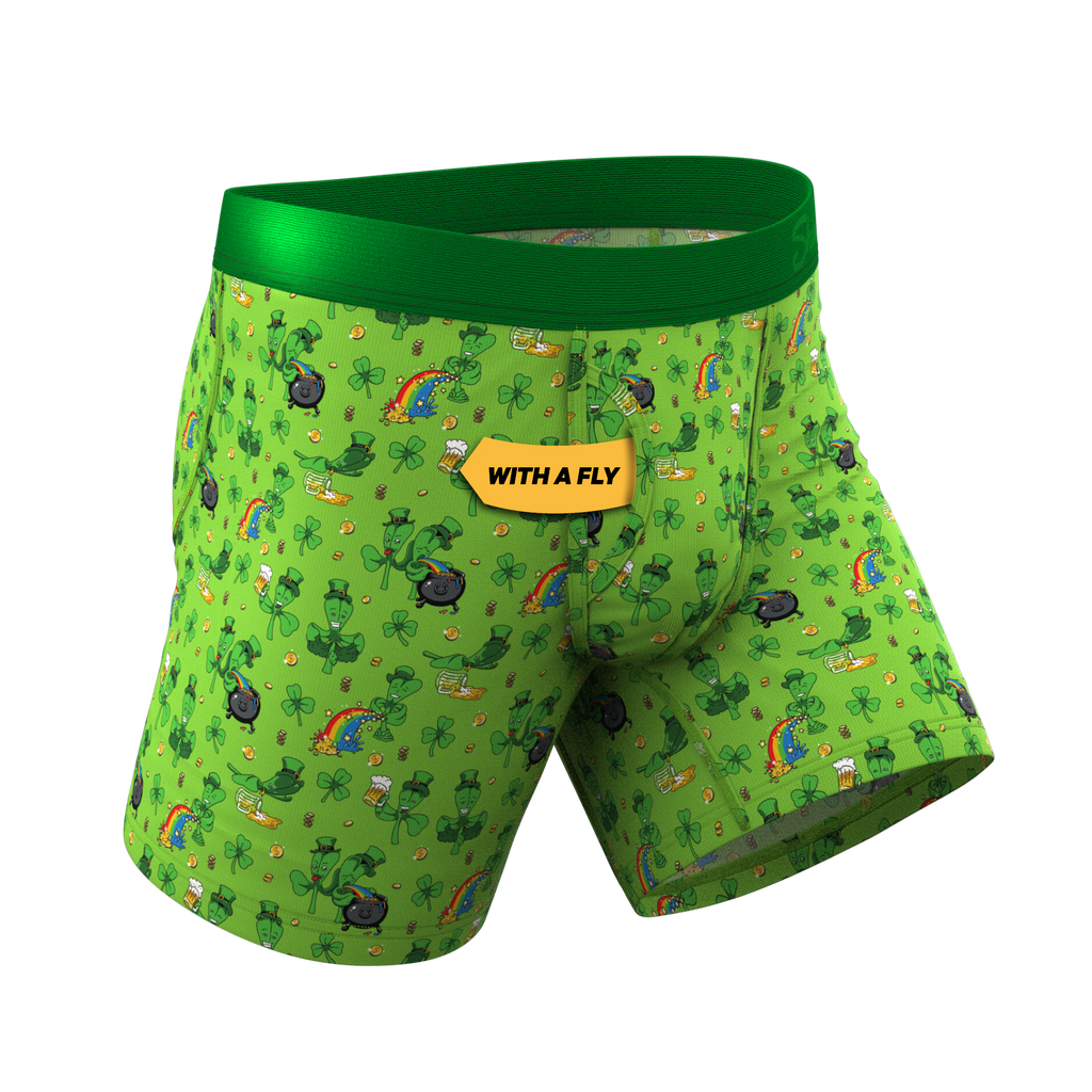 The 3 Leafs To The Wind | St Patricks Day Clovers Ball Hammock® Pouch Underwear With Fly - Shinesty