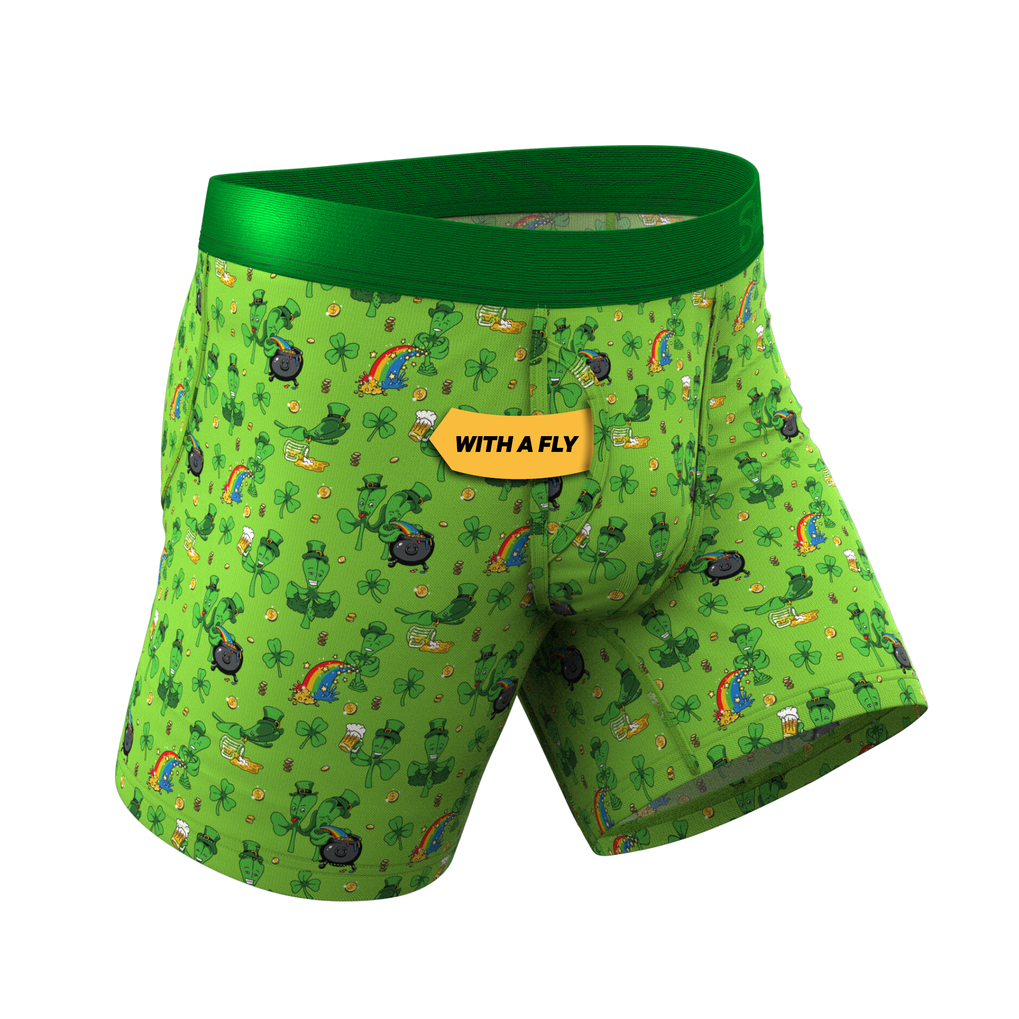 The 3 Leafs To The Wind | St Patricks Day Clovers Ball Hammock® Pouch Underwear With Fly - Shinesty